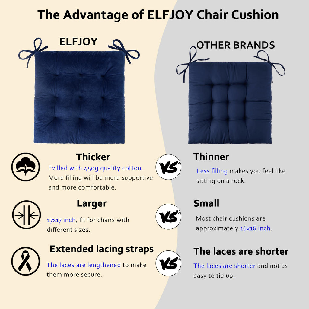 ELFJOY Rocking Chair Cushion Large Rocking Chair Pads with Ties Premium Tufted High Back and Seat Cushion 2 Piece Set Black