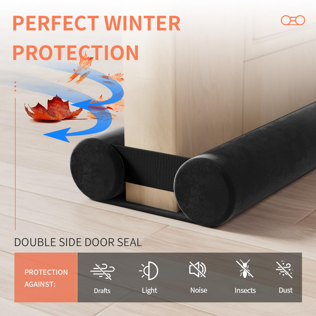 BKSAI Door Draft Stopper for Doors No Adhesive Draught Excluder Under Door Wind Blocker for Bottom of Door,Reduce Noise Draught Excluder Sweep Sound Proof (Beige 24-29IN / Distance Under The Door 1IN)