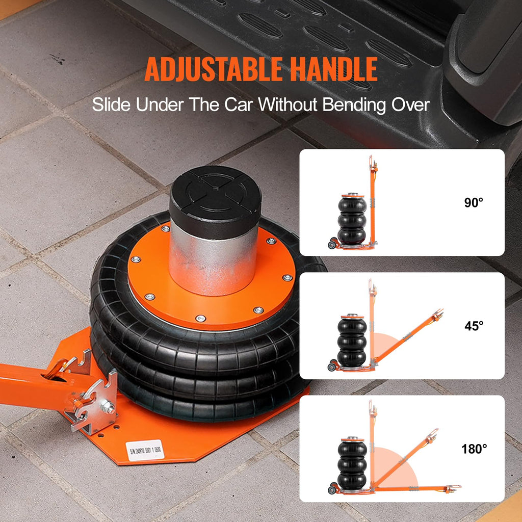 VEVOR Air Jack, 3 Ton/6600 lbs Triple Bag Air Jack, Airbag Jack with Six Steel Pipes, Lift up to 17.7 inch/450 mm, 3-5 s Fast Lifting Pneumatic Jack, with Short Handles for Car Repair