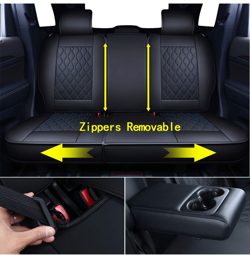 Huidasource Grand Cherokee Seat Covers, 2 Pieces Waterproof Leather Customized Car Seat Cushion Covers Protectors Compatible with Jeep Grand Cherokee 2011-2022 (2Pcs Front/Black)
