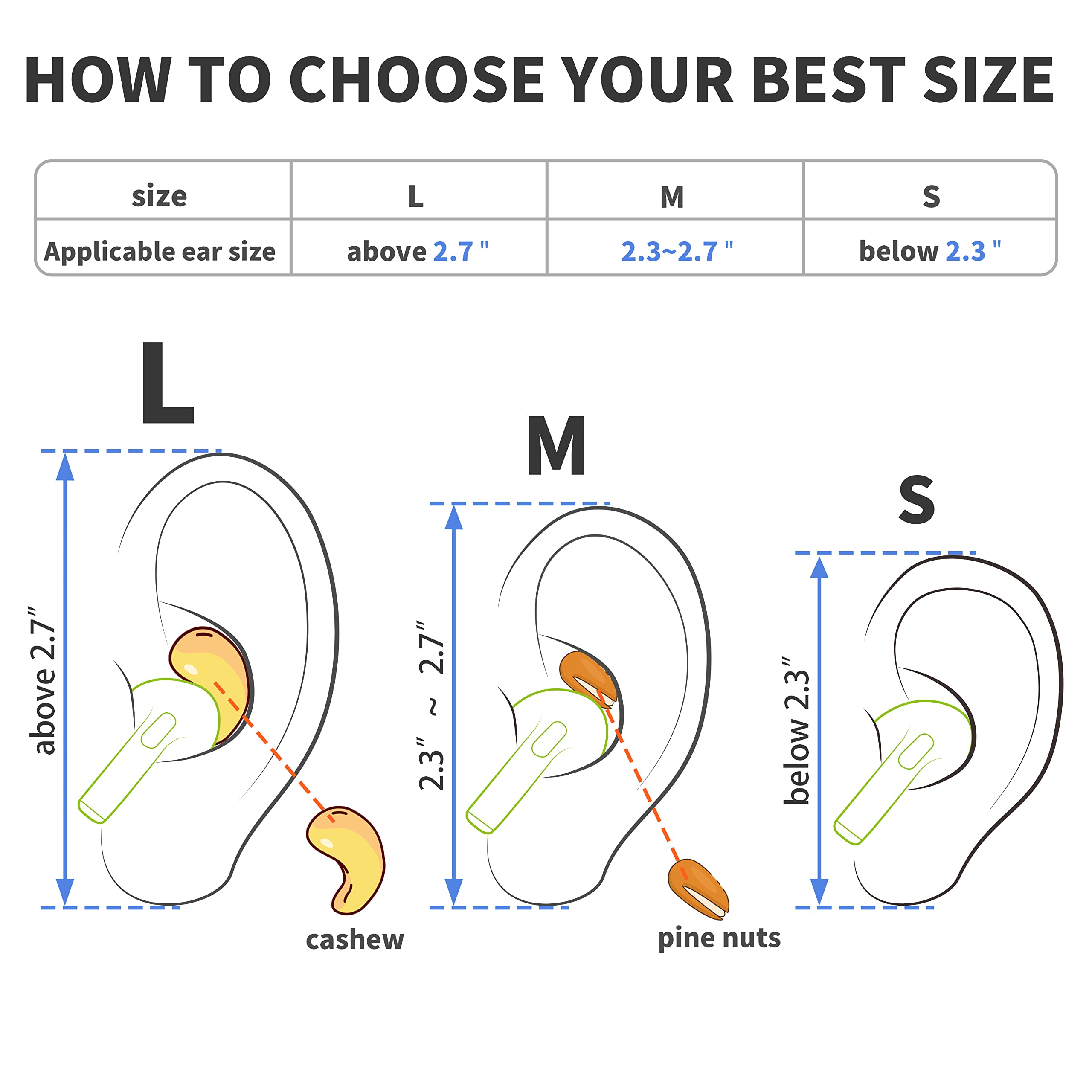 Ear Hooks 2 Pairs for AirPods Pro 2 & 1, AirPods 4 & 3, Anti-Slip Comfortable Fit, Ergonomic Design, Accessories (Small, Black)