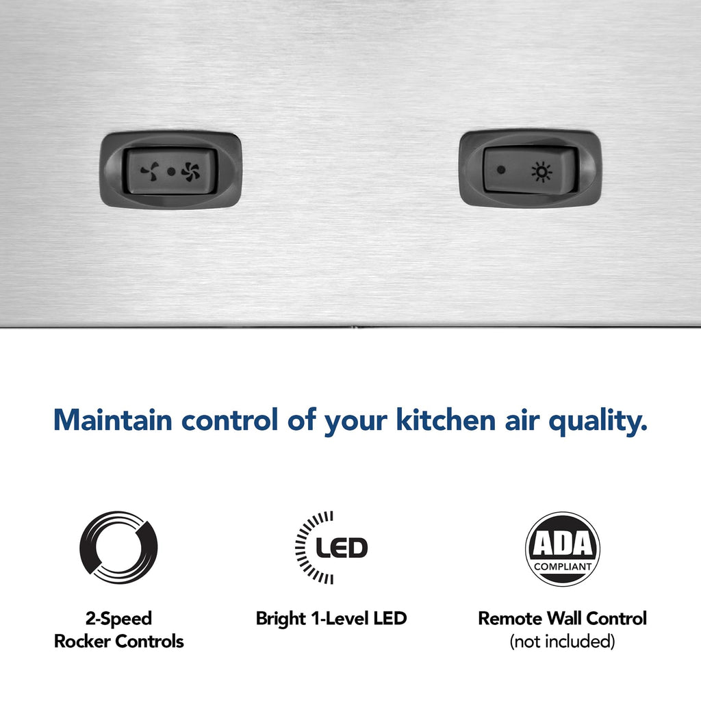 Broan Nu-Tone Broan-NuTone BBN1243SS Custom Built Insert with 2-Speed Exhaust Fan and Light, 300 Max Blower CFM, Stainless Steel, 24-Inch Range Hood Power Pack