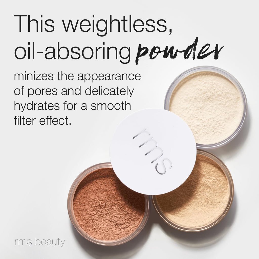 RMS Beauty Hydra Setting Powder - Translucent Loose Face Powder for Oily & Mature Skin - Hydrating Matte Finish Oil Control - 0.21 oz