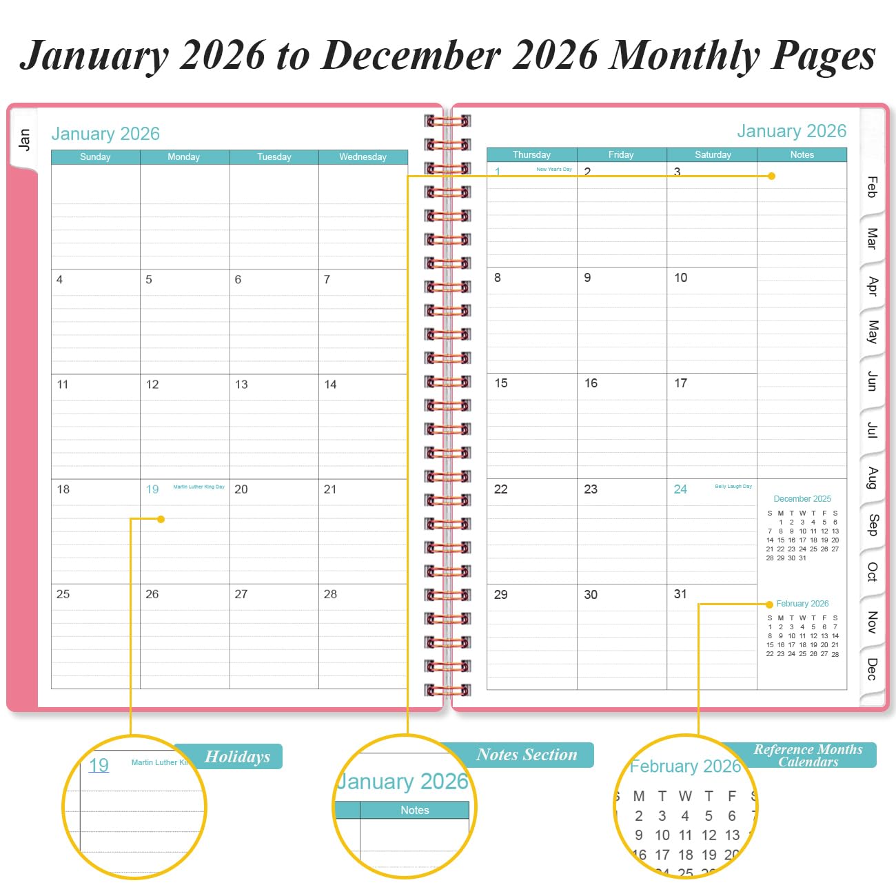 2026-2027 Daily & Monthly Planner - One Page Per Day, Daily Planner from July 2026 to June 2027, Planner 2026-2027 with 12 Monthly Tabs, 6.4" x 8.5", Black