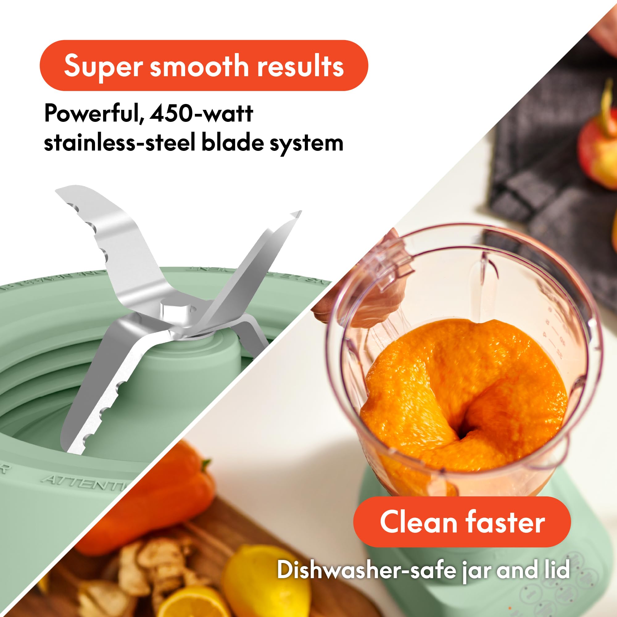 bella 10 Speed Countertop Blender, Juicer & Smoothie Maker, Fits-anywhere™ Kitchenware, Slim Flip & Store Design, Dishwasher Safe 48oz Capacity Pitcher & Lid, Stainless Steel Blade, 450 Watt, Blossom