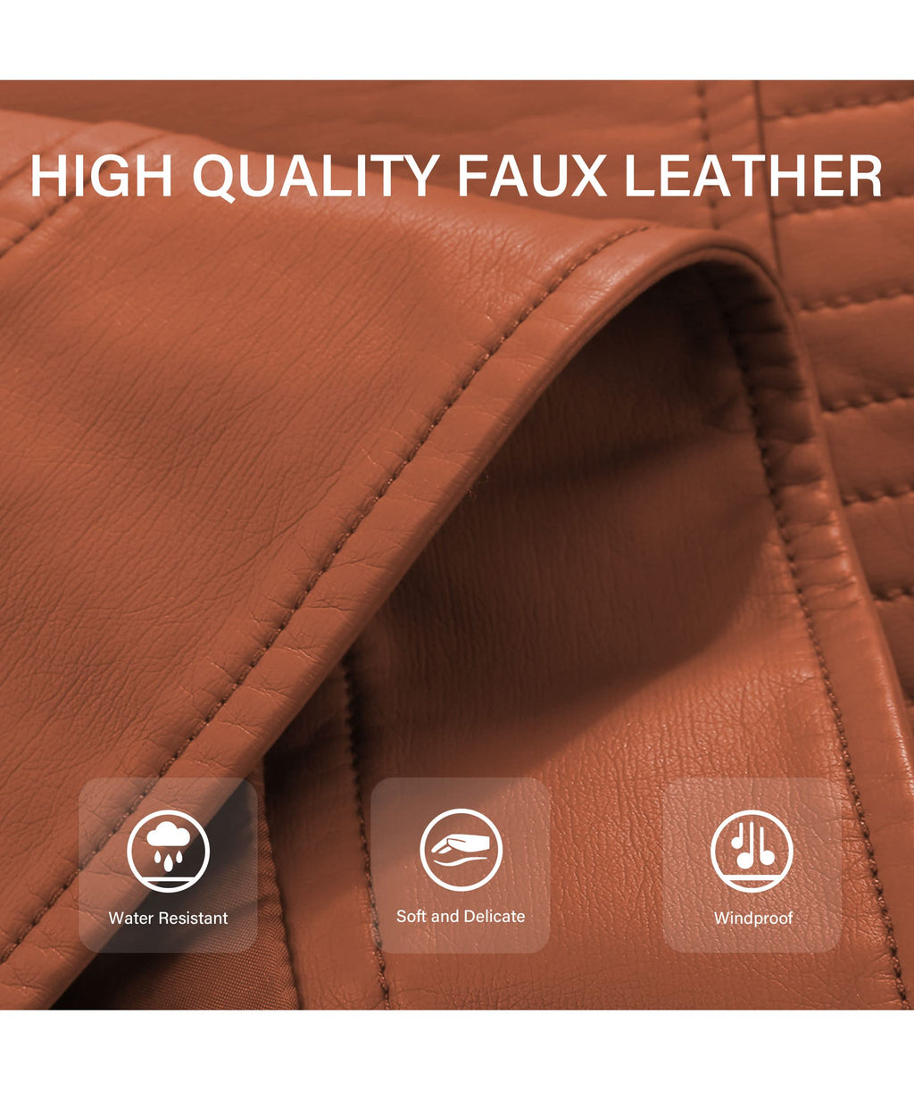 Bellivera Women's Faux Leather Casual Jacket 2026 Spring Trendy Motorcycle Outfits Lightweight Classic Coat