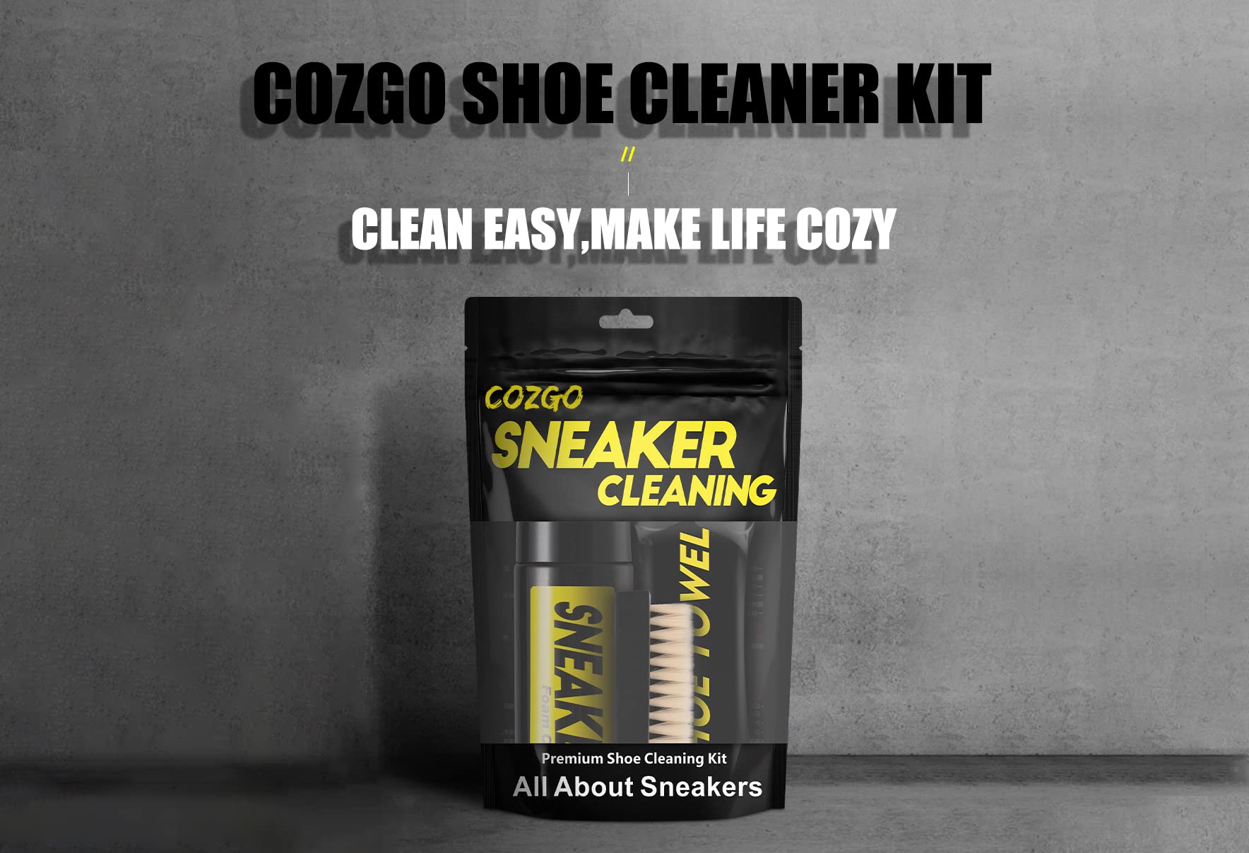 COZGO Shoe Cleaner Kit for Sneaker, Water-Free Foam Sneaker Cleaner 5.3Oz with Shoe Brush and Shoe Cloth,Work on Most Shoes