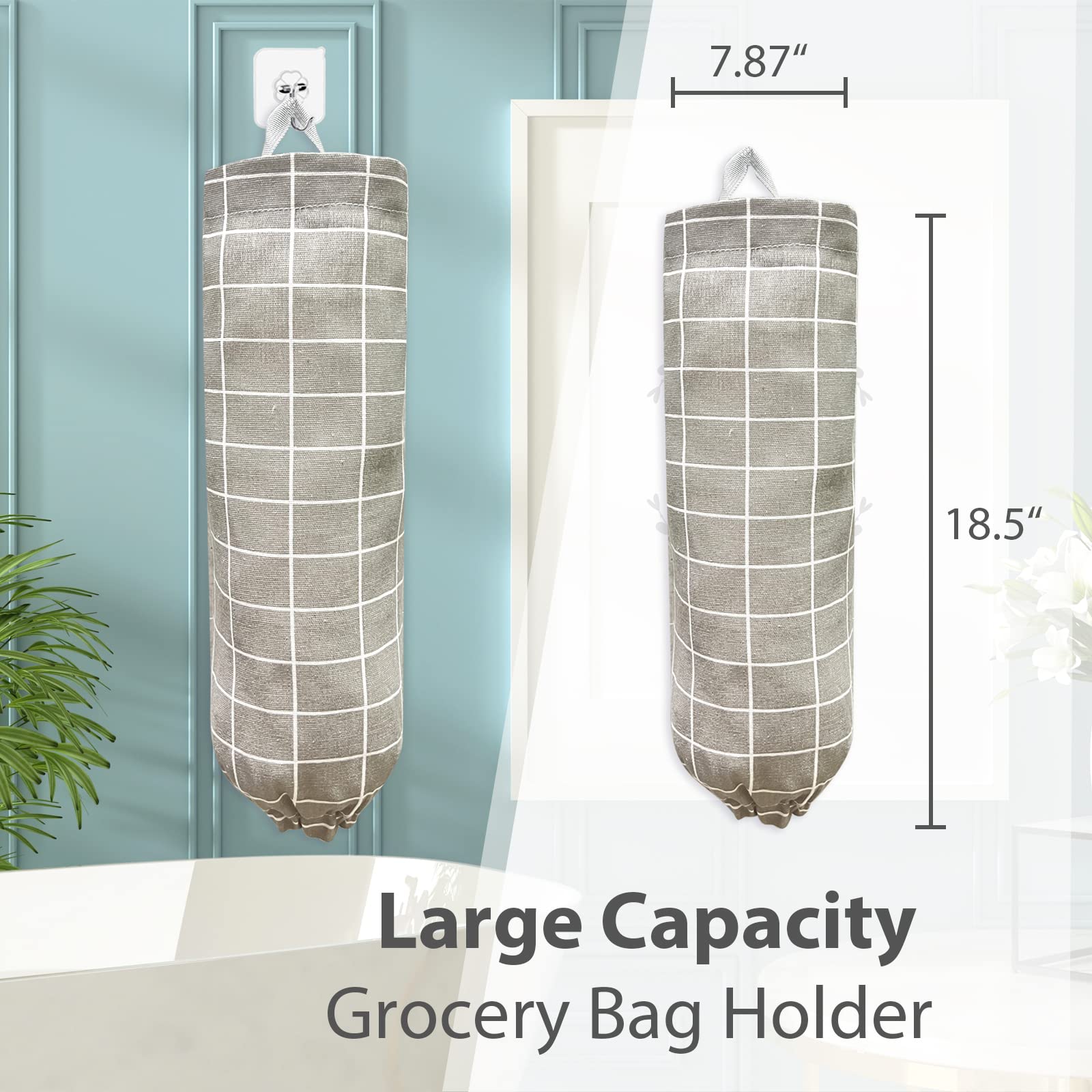 Plastic Bag Holder，Reusable Grocery Bag Holder，Wall Mount Plastic Bag Organizer Shopping Bags Carrier，Washable Large Grocery Bag Storage Dispenser for Home Kitchen Travelling Decor, 1 Pack，Alpaca
