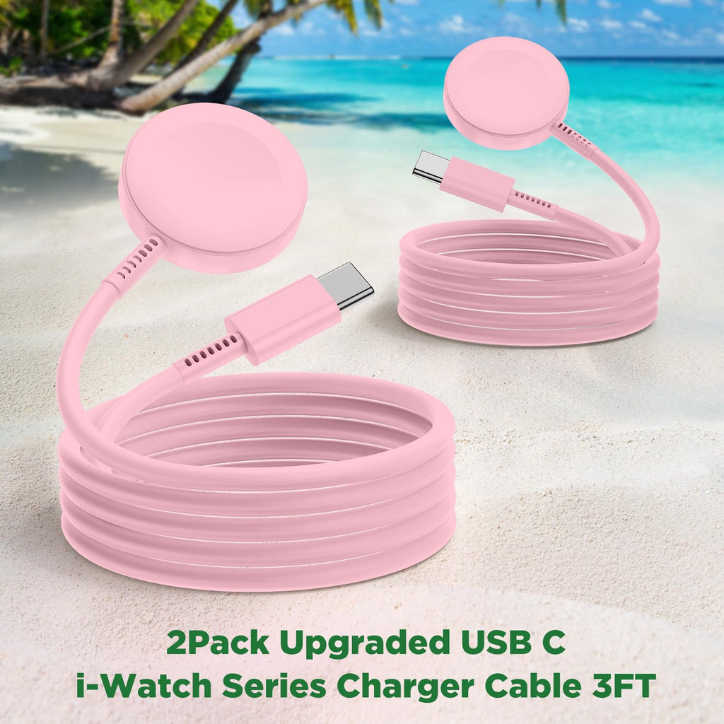 2Pack for Apple Watch Charger Cable, 3FT USB C to Magnetic Wireless Fast i-Watch Charging Cord [Portable], Compatible with iWatch Series Ultra/9/8/7/6/SE/SE2/5/4/3/2 - Black