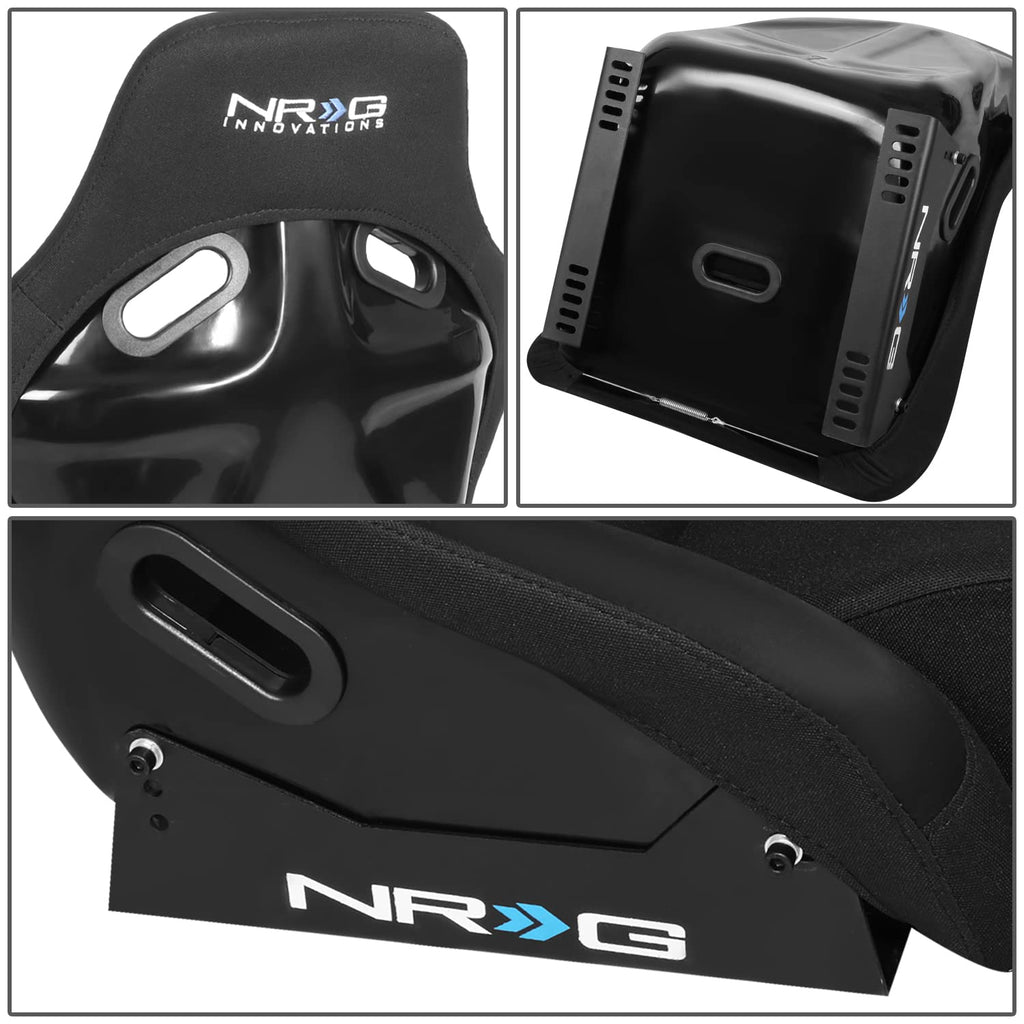 NRG Innovations NRG-FRP-330 Fiber Glass Fixed Back Bucket Racing Seat (Small), 4 pt Harness Compatibility, Black Seat Cover, 19"W X 18" D X 34" H