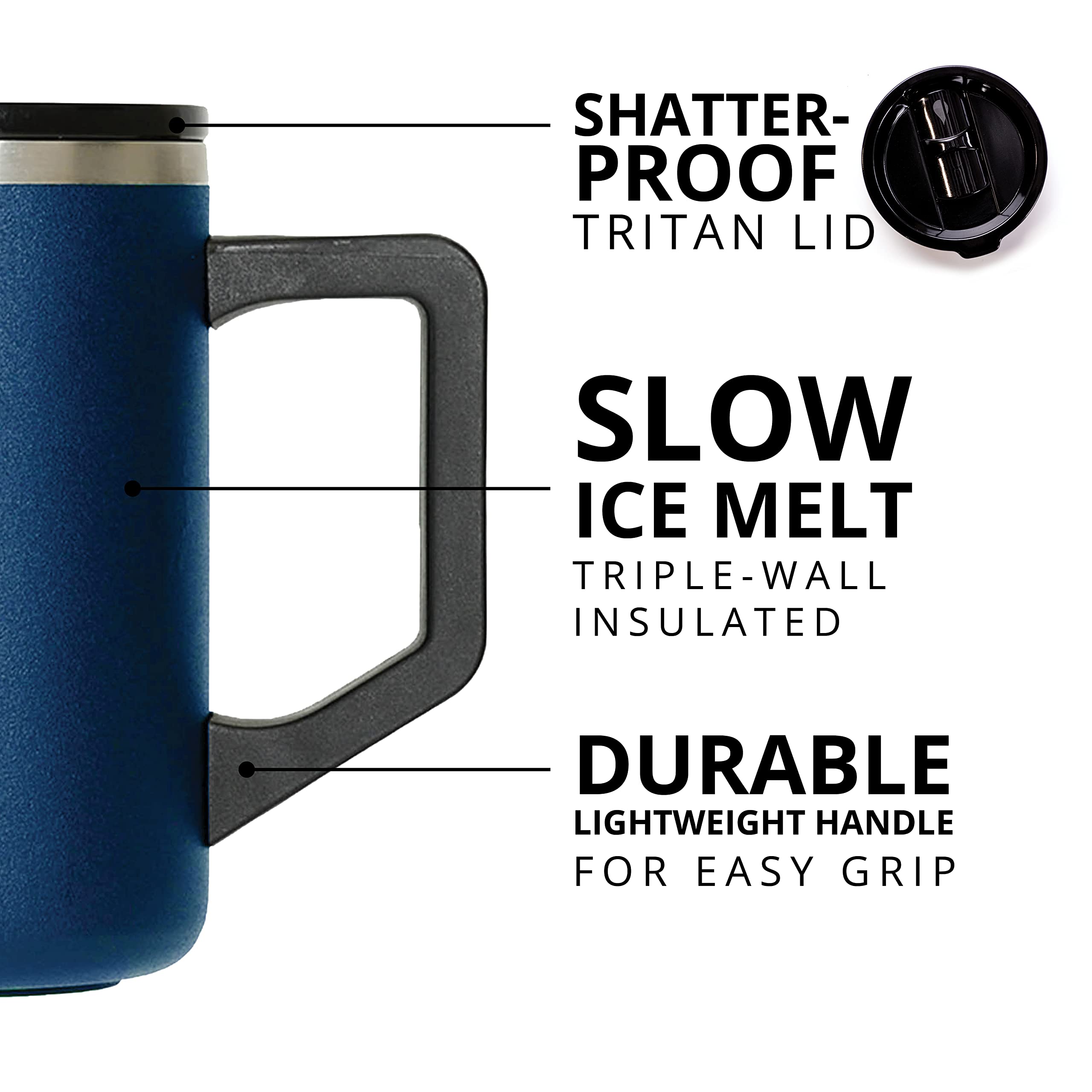 Elemental Insulated Coffee Mug - Triple-Wall Stainless Steel Summit Travel Cup for Hot and Cold Drinks - Thermal Coffee Mug with Lid and Handle for Camping, Office & Travel 12oz - Black