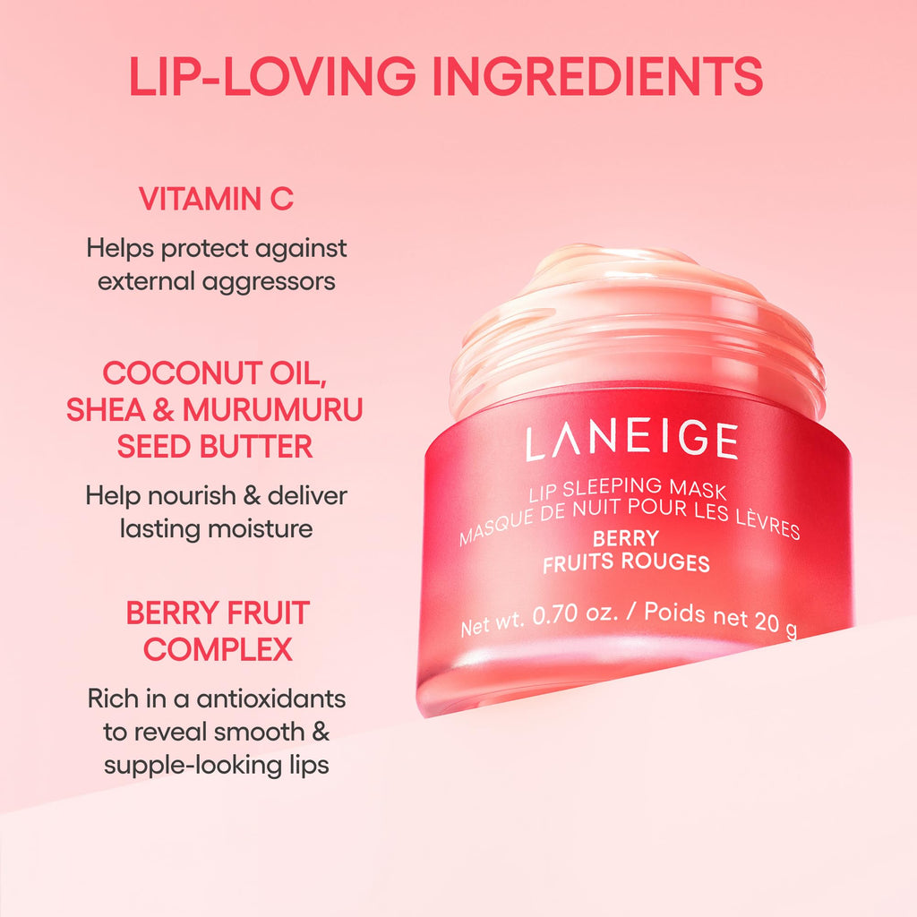 LANEIGE Lip Sleeping Mask: Nourish, Hydrate, Vitamin C, Murumuru & Shea Butter, Antioxidants, Flaky, Dry Lips