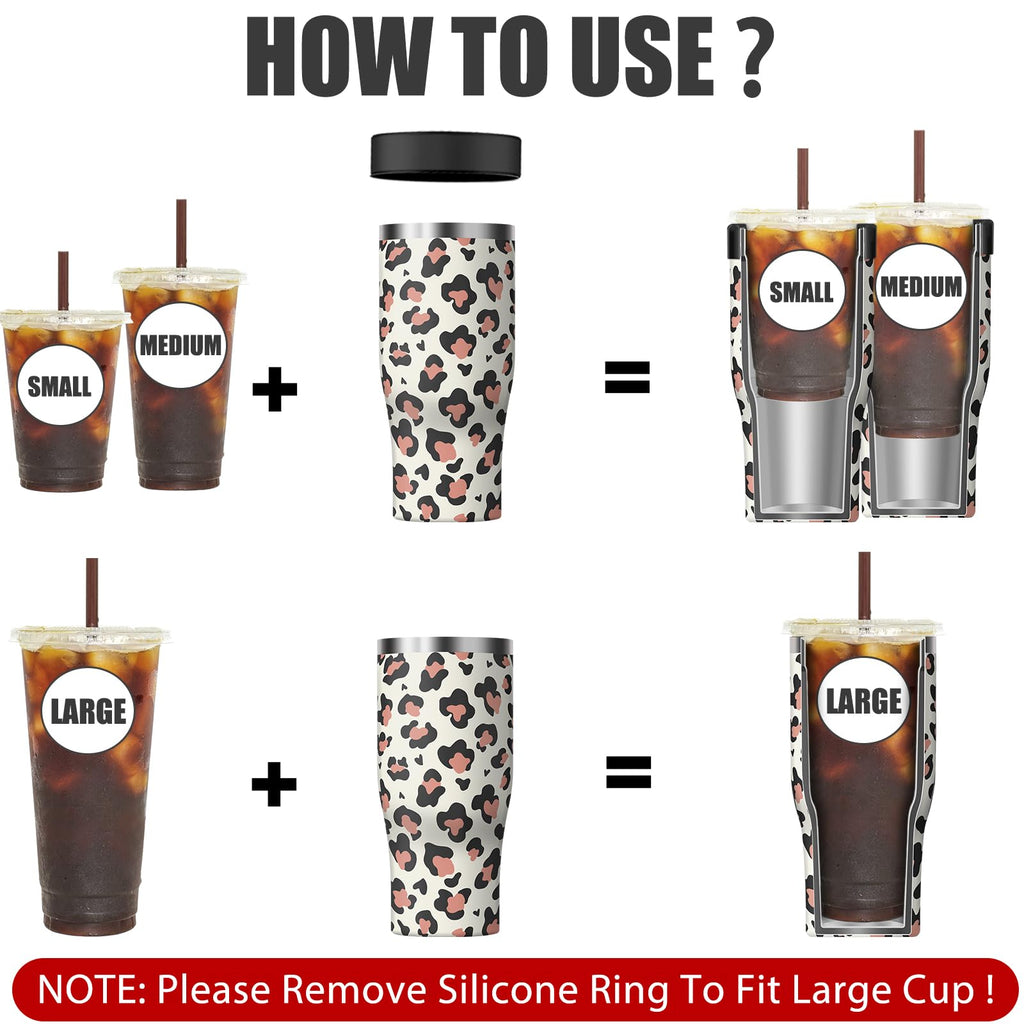 Universal Iced Coffee Sleeve - Upgraded Double Wall Reusable Stainless Steel Holder Sleeves Insulator for Cold Drinks Fits Starbucks Dunkin Donuts McDonalds Small Medium Large Cup (Aurora)