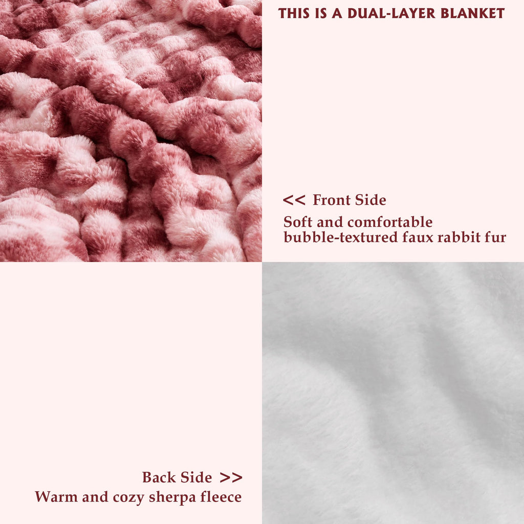 50x60 Inches Ultra-Soft Fuzzy Faux Fur Plush Throw Blanket - Thick, Warm Sherpa for Couch, Sofa, Bedroom, Camping - Decorative Blanket for Cozy Warmth, Bubble Grey