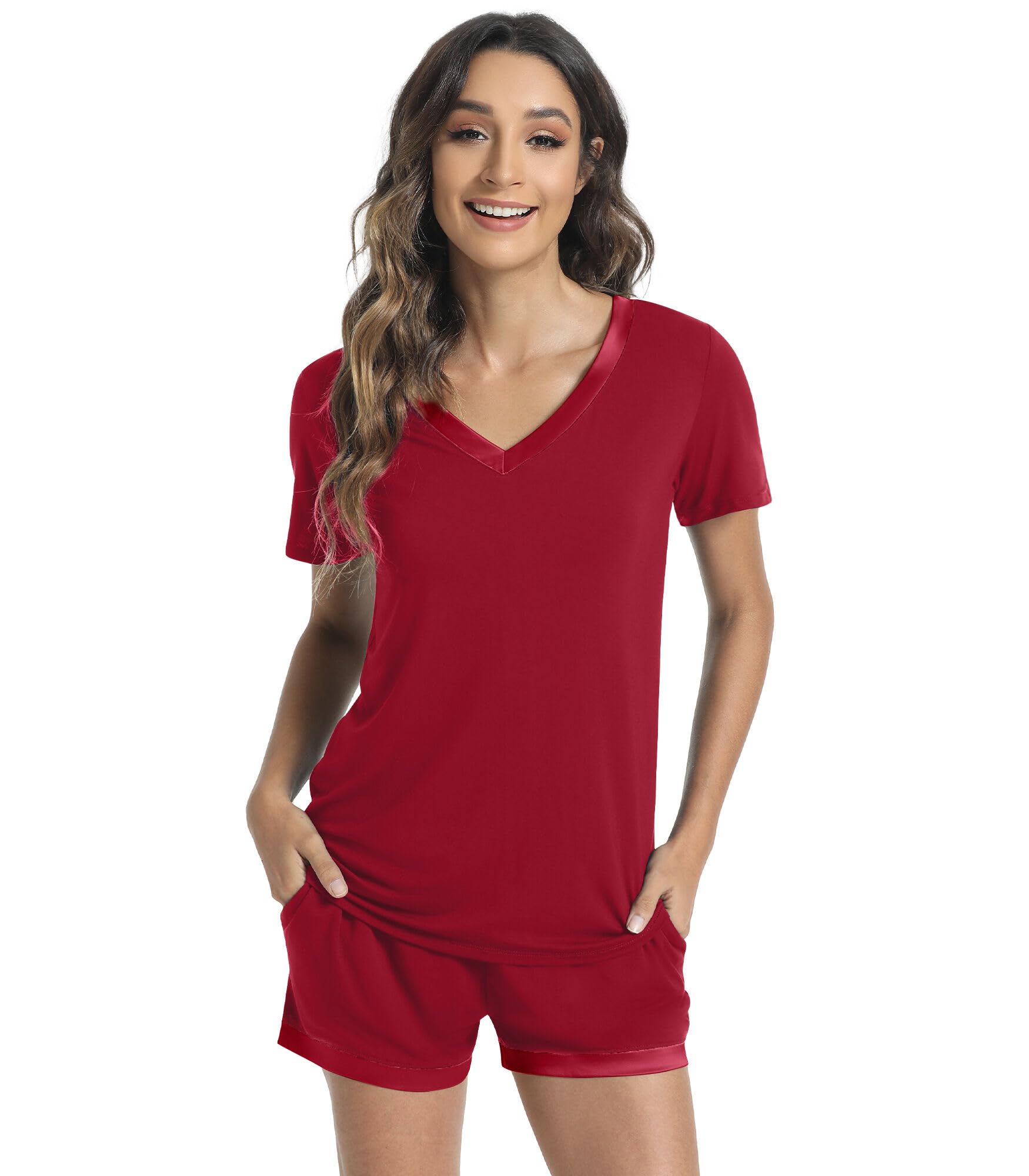 WiWi Viscose from Bamboo Pajamas Set for Women Super Soft Short Sleeve Cooling Summer Plus Size Pjs Sets Sleepwear S-4X