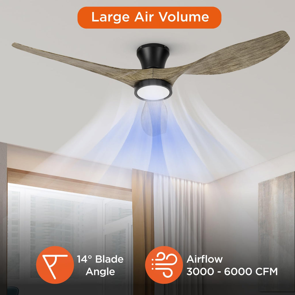 TALOYA Ceiling Fans with Lights,42 inch Modern Low Profile Ceiling Fan with Light and Remote Control, Flush Mount, 3CCT, White Ceiling Fan for Bedroom Living Room and Patio