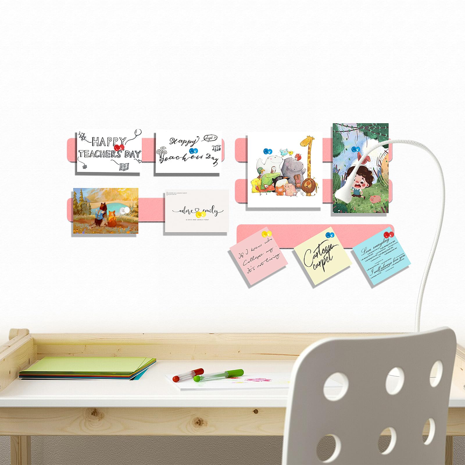 Felt Bulletin Board, 15.7''X 11.8'' corkboard Pin Board for Bedrooms Offices Home Wall Decoration, Self Adhesive Cork Board with 35 Push Pins for Paste Notes, Photos, Schedules (2 Pack)