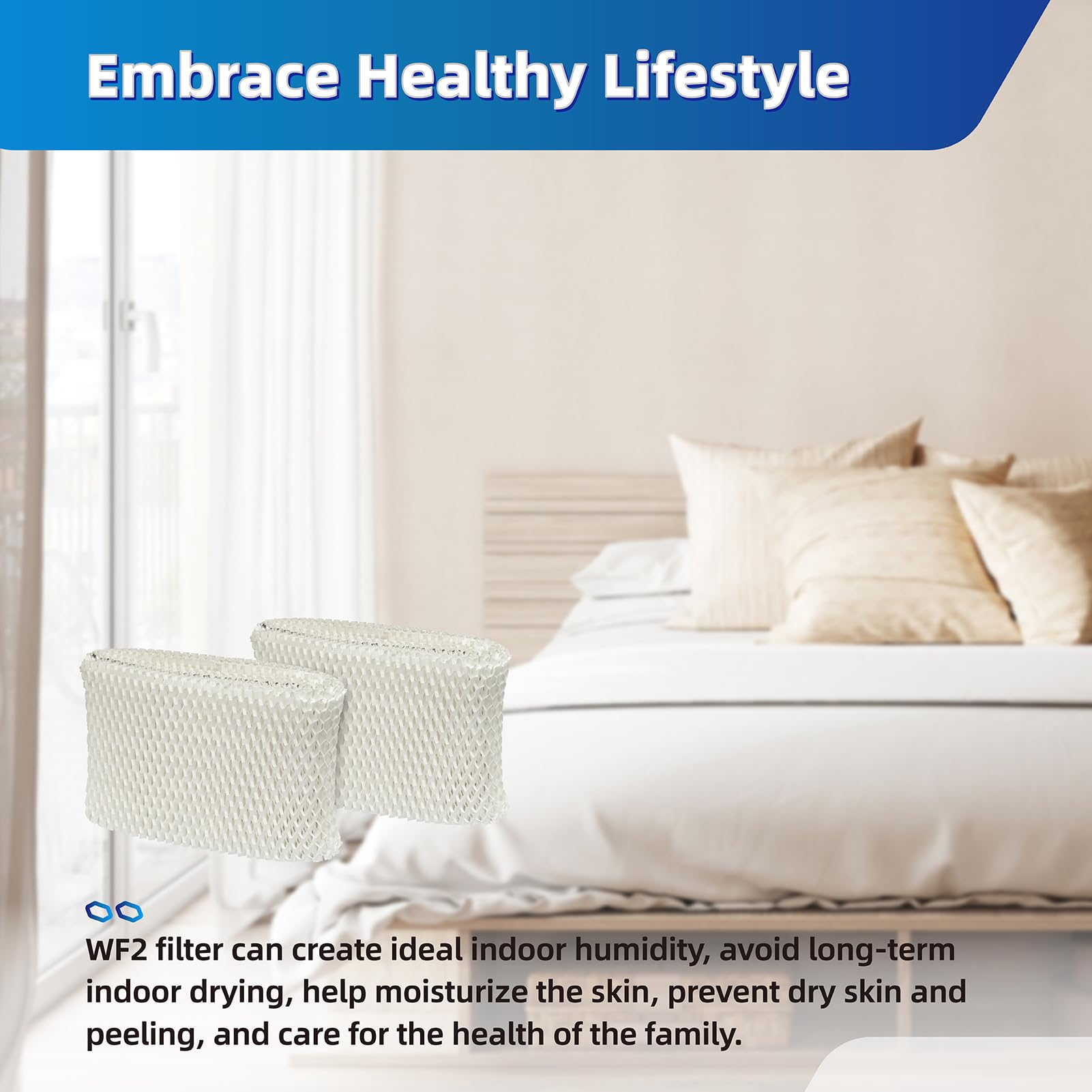 WF2 Humidifier Filter Replacement for Vicks & Kaz Starry Night Cool Mist Humidifier V3500N V3700 V3100 V3900, Fit for Protec PWF2 VEV400 Humidifier Wicking Filters -2 Pack