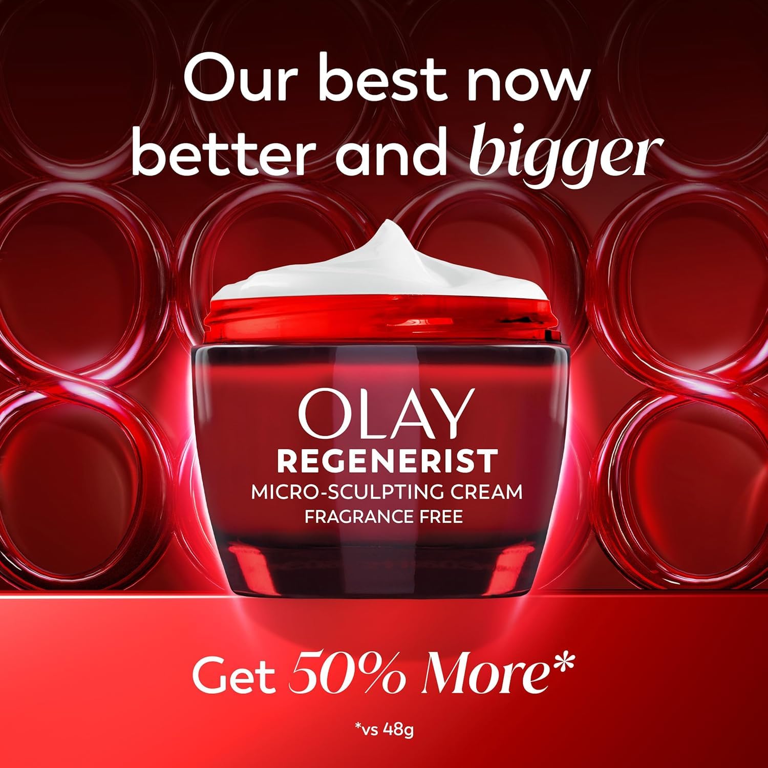 Olay Face Moisturizer, Regenerist Micro-Sculpting Cream for Women, Fragrance-Free - Anti-Aging, Anti-Wrinkle, Firming Skin Care - Triple Collagen Cream, Peptide, Hyaluronic Acid, Niacinamide, 1.7oz