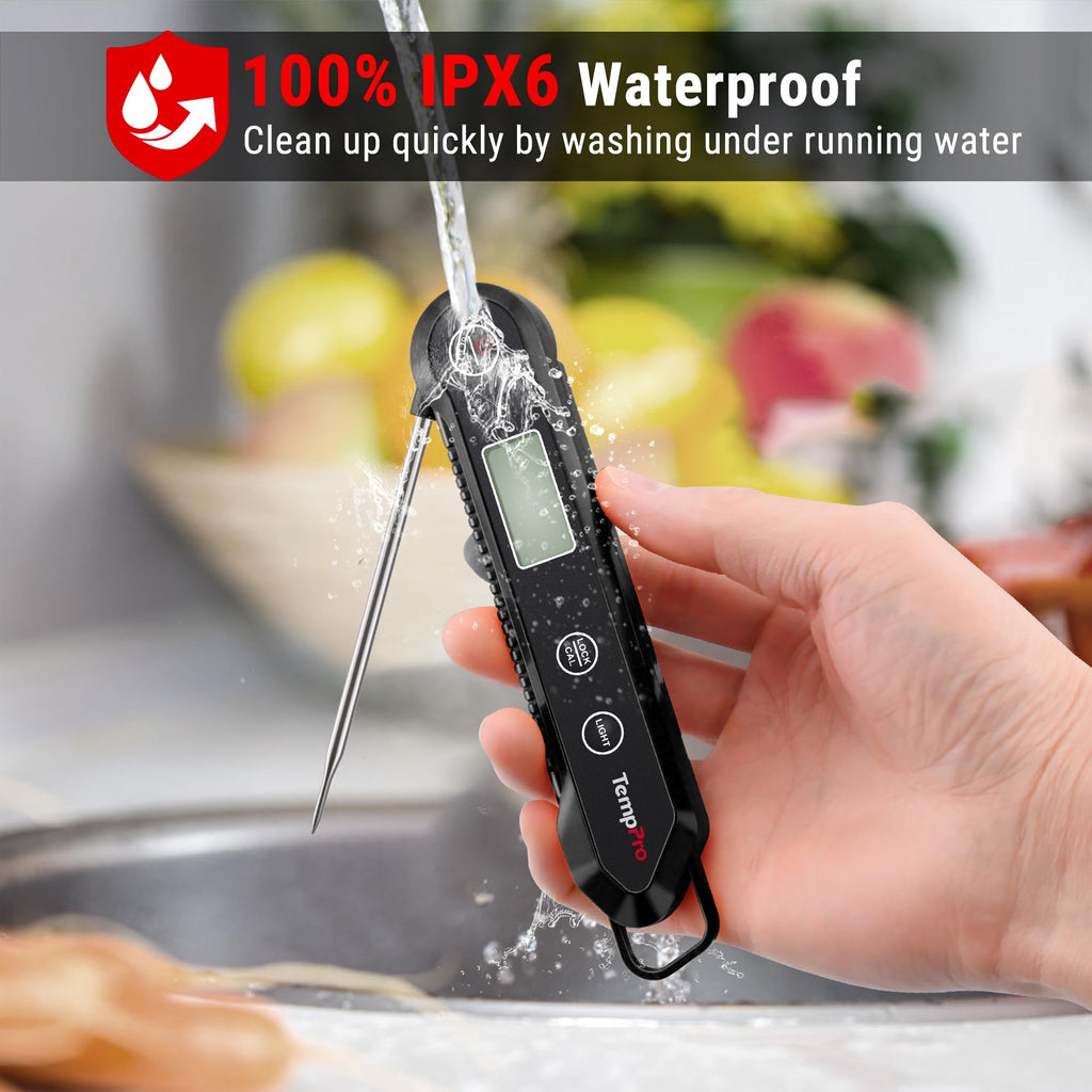 TempPro Digital Instant Read Meat Thermometer for Grilling, Waterproof Food Thermometer with Calibration Backlight Baking Bread Candy Thermometer Cooking Gift for Dad Husband (Previously ThermoPro)