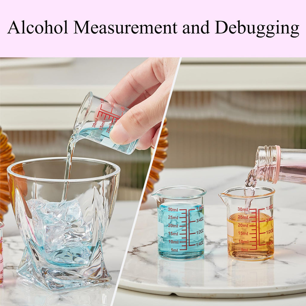 High Borosilicate Glass Measuring Cup-V-Shaped Spout，Glass Measuring Beaker for Kitchen or Restaurant, Easy to Read, 30 ML (1 Oz)-Pack of 2