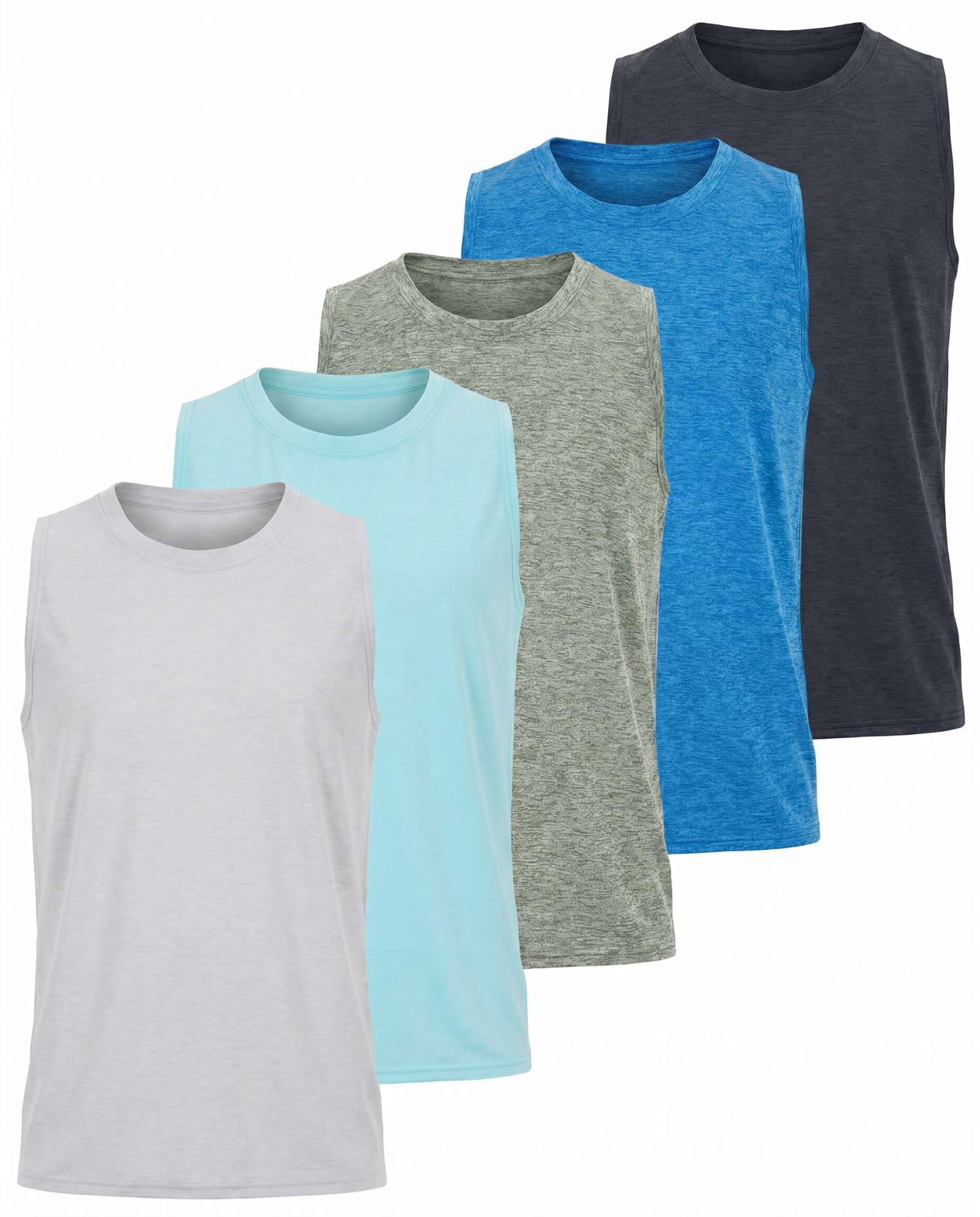 Real Essentials 5 Pack: Boys Dry-Fit Active Athletic Performance Tank Top