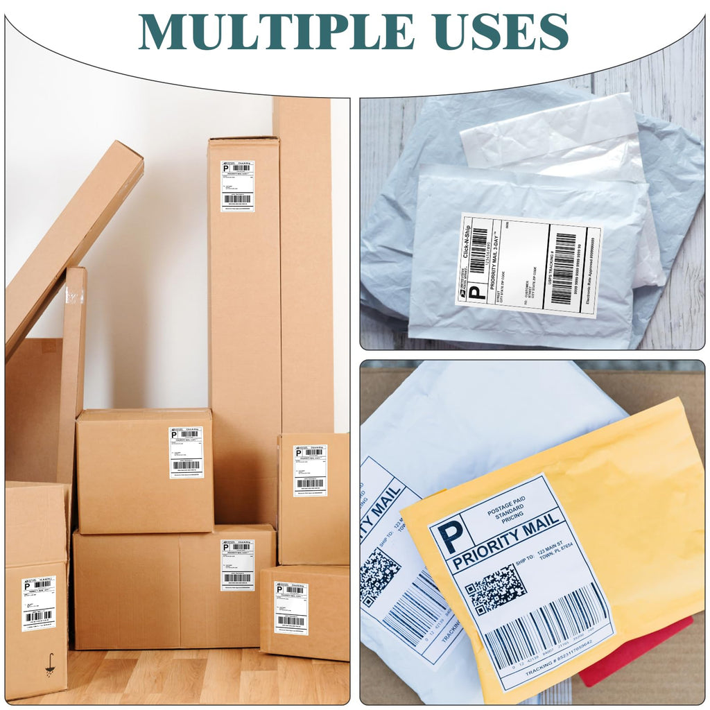 L LIKED 150 PCS 4"x6" Thermal Shipping Labels, White Perforated & Strong Adhesive Direct Thermal Labels (1 Roll), for Postage, Mailing & Shipping