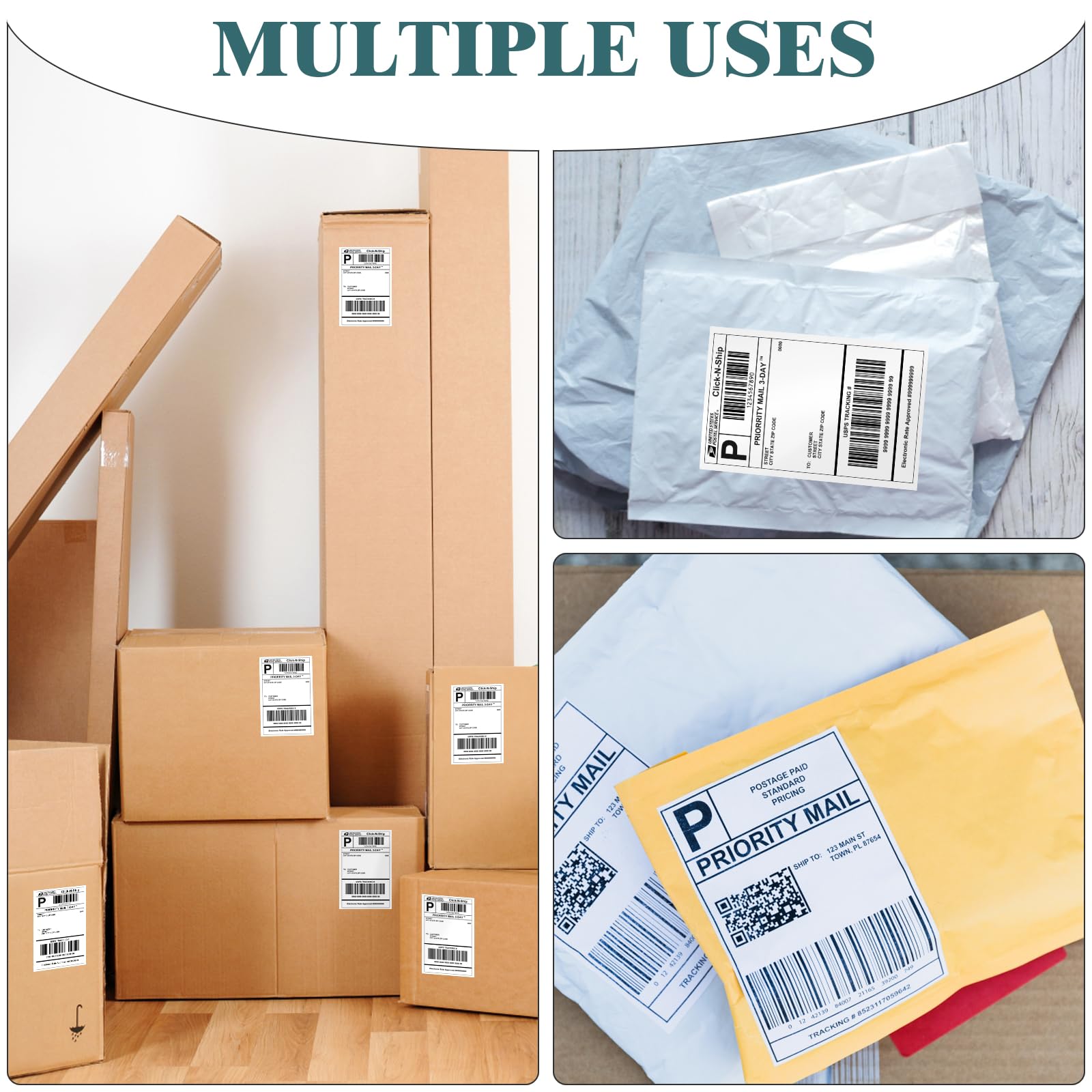 L LIKED 150 PCS 4"x6" Thermal Shipping Labels, White Perforated & Strong Adhesive Direct Thermal Labels (1 Roll), for Postage, Mailing & Shipping