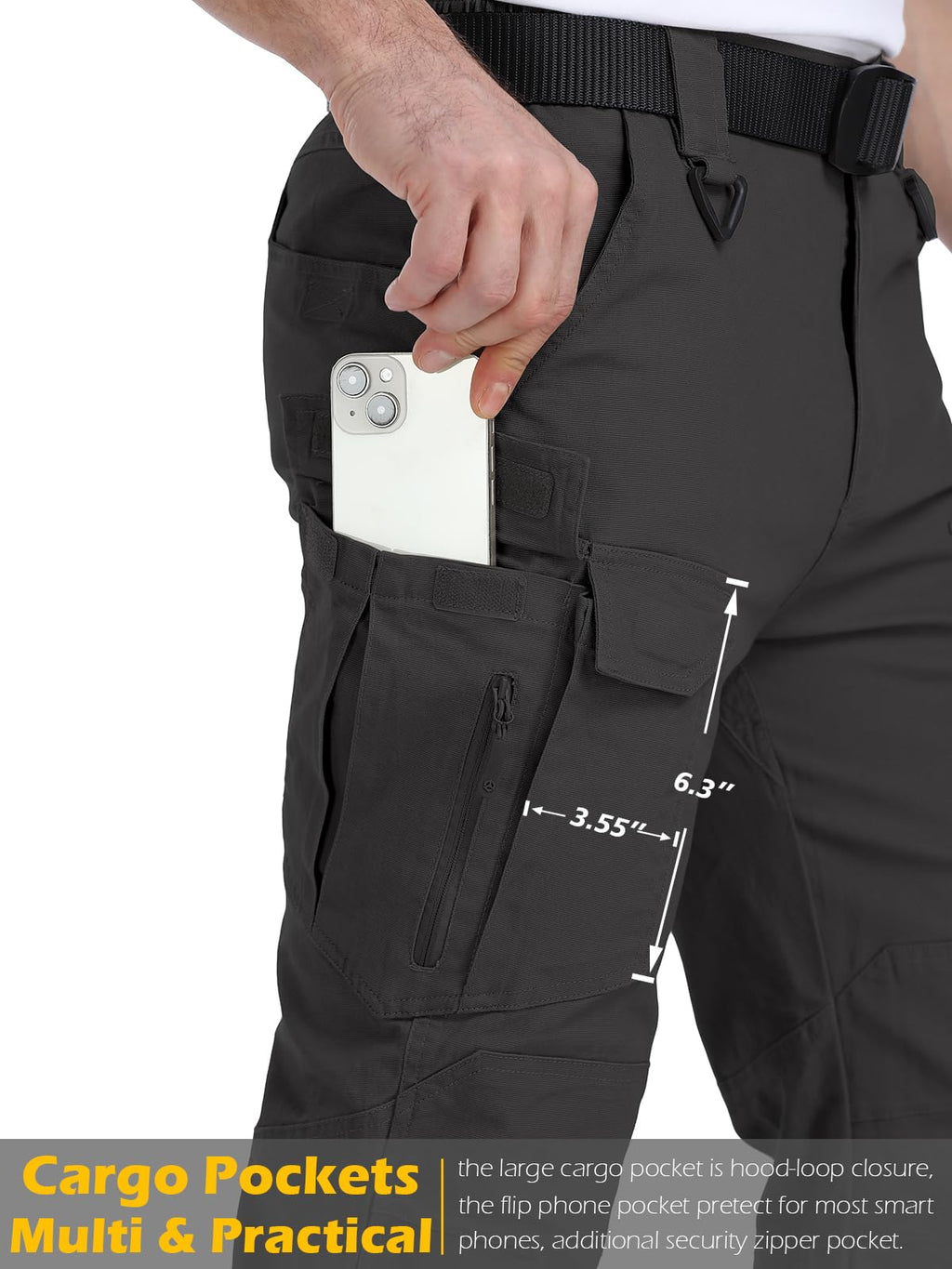 MANSDOUR Men's Cotton Hiking Tactical Pants Lightweight Stretch Military Combat Cargo Work Pants