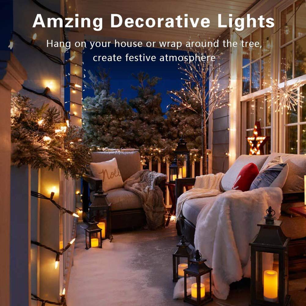 Christmas Lights Indoor Outdoor, 2PACK 13FT 50-count Lights Incandescent Mini valentine's day String Light, 120V Certified Green Wire Light for Xmas Tree, Patio, Holiday, Party, Home, Garden Decor,Red