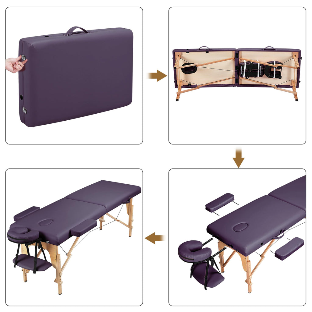 Yaheetech Massage Table Portable Lash Beds Spa Bed Massage Couch Foldable Spa Tables Adjustable 2 Fold with Non-Woven Bag 24 inch, Black