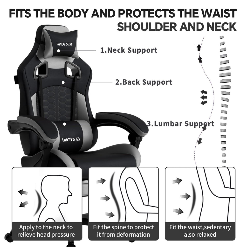 Gaming Chair with Footrest,High Back with Massage Reclining Computer Chair， Big and Tall Racing Gaming Chair Ergonomic Game Chair for Adults PVC Leather (Red)