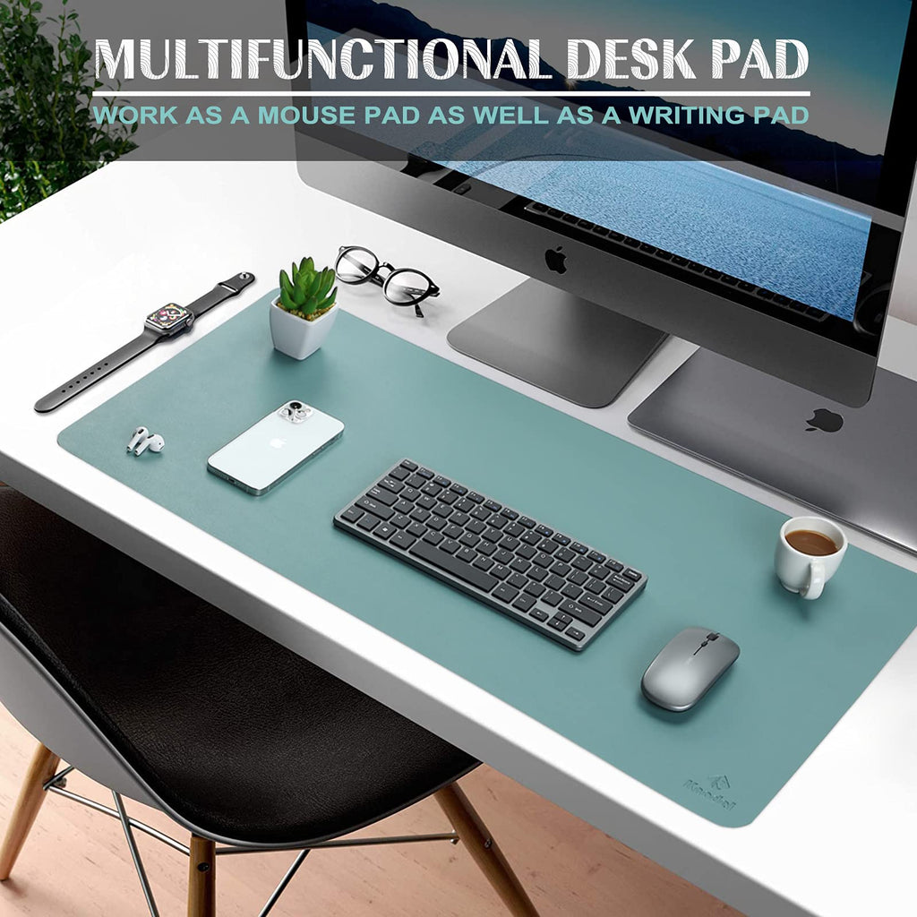 K KNODEL Small Office Leather Desk Mat, Mouse and Keyboard Pad, Computer and Laptop Mat, Desktop Protector and Cover, Writing Pad and Blotter (23.6"x13.8", Black)
