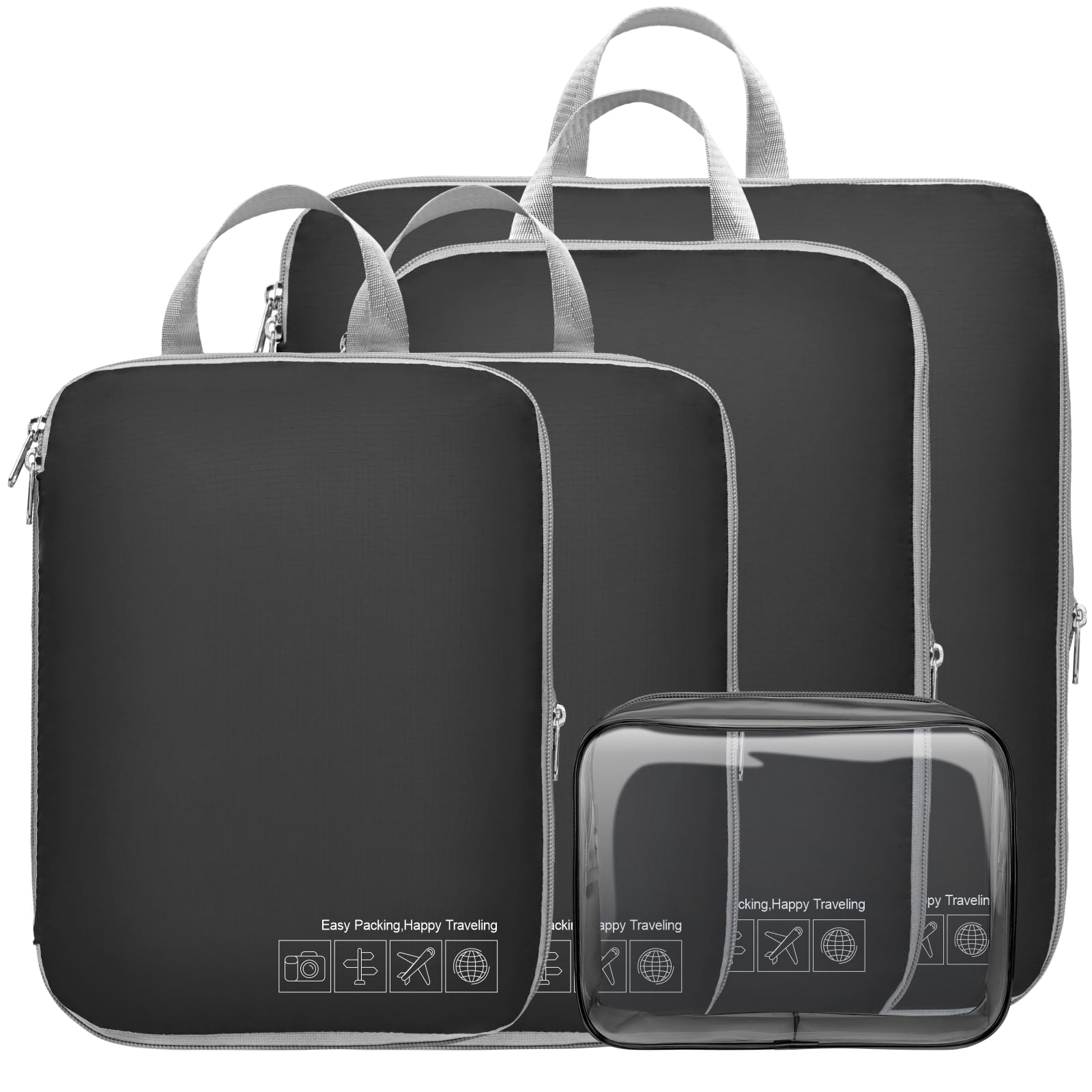 Cambond Compression Packing Cubes for Travel - Lightweight Expandable Travel Bags Luggage Organizers Travel Essentials Compression Cubes for Travel Space Saver for Carry on Suitcases Organizer
