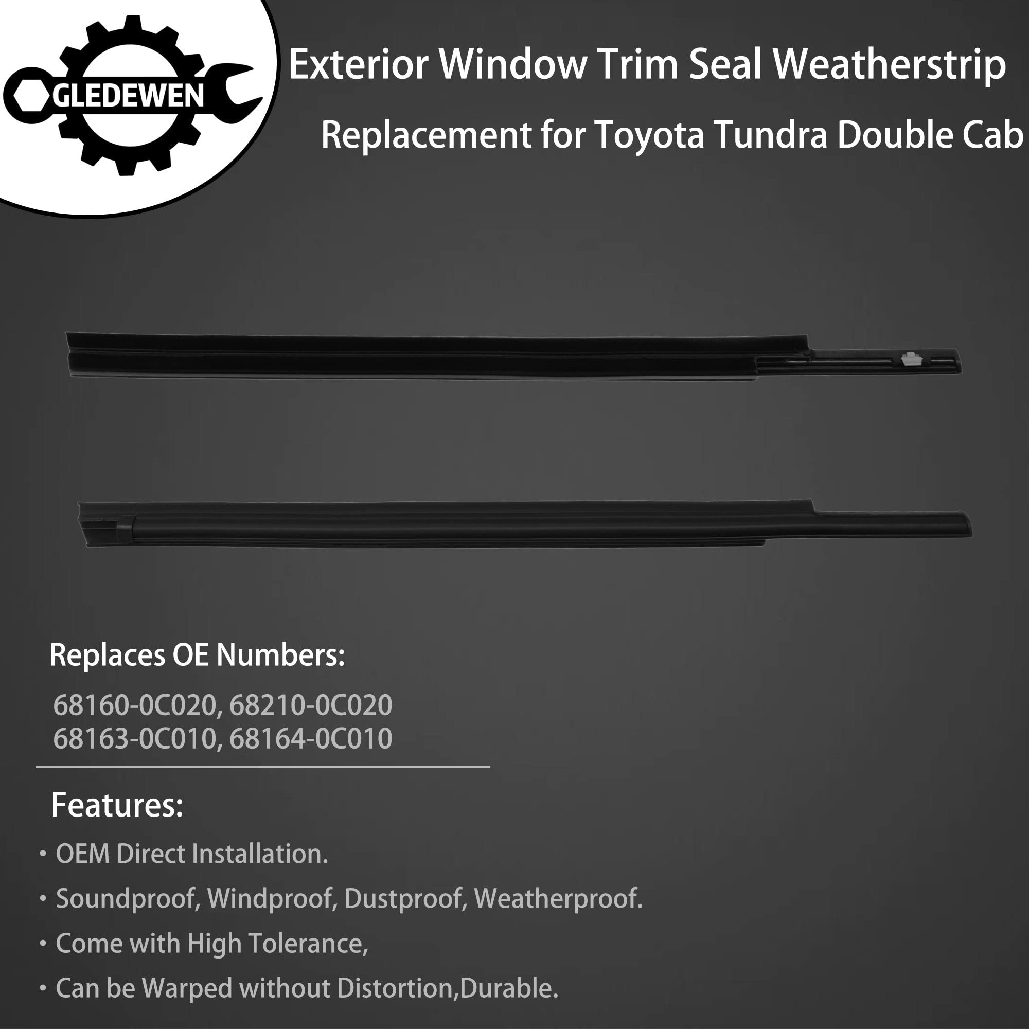 Window Trim Seal, Compatible with 1996-2002 Toyota 4Runner 4-Door, Window Molding Weather Stripping Belt Set, 68161-35010, 68162-35010, 68163-35010, 68164-35010, Door Weatherstrip Rubber Moulding 4PCS