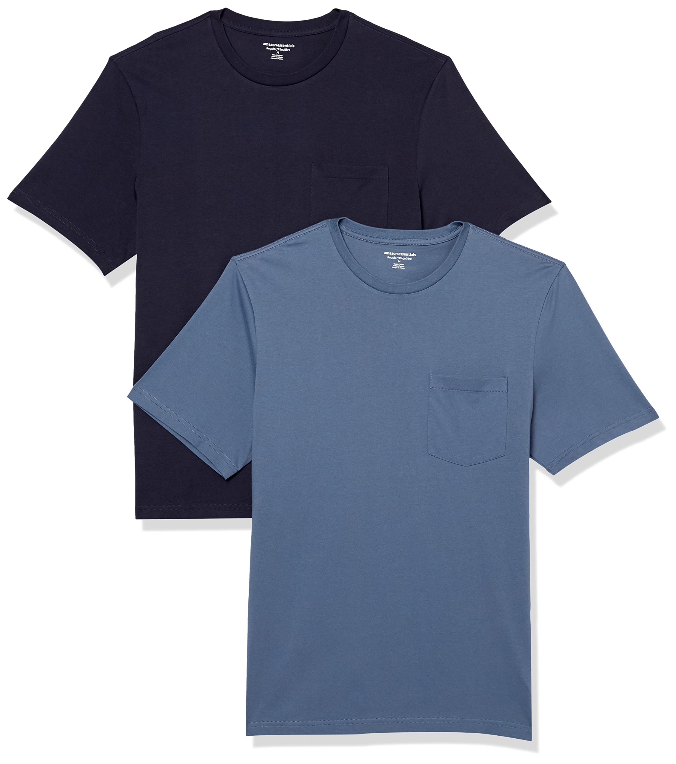 Amazon Essentials Men's Short-Sleeve Crewneck Pocket T-Shirts, Pack of 2