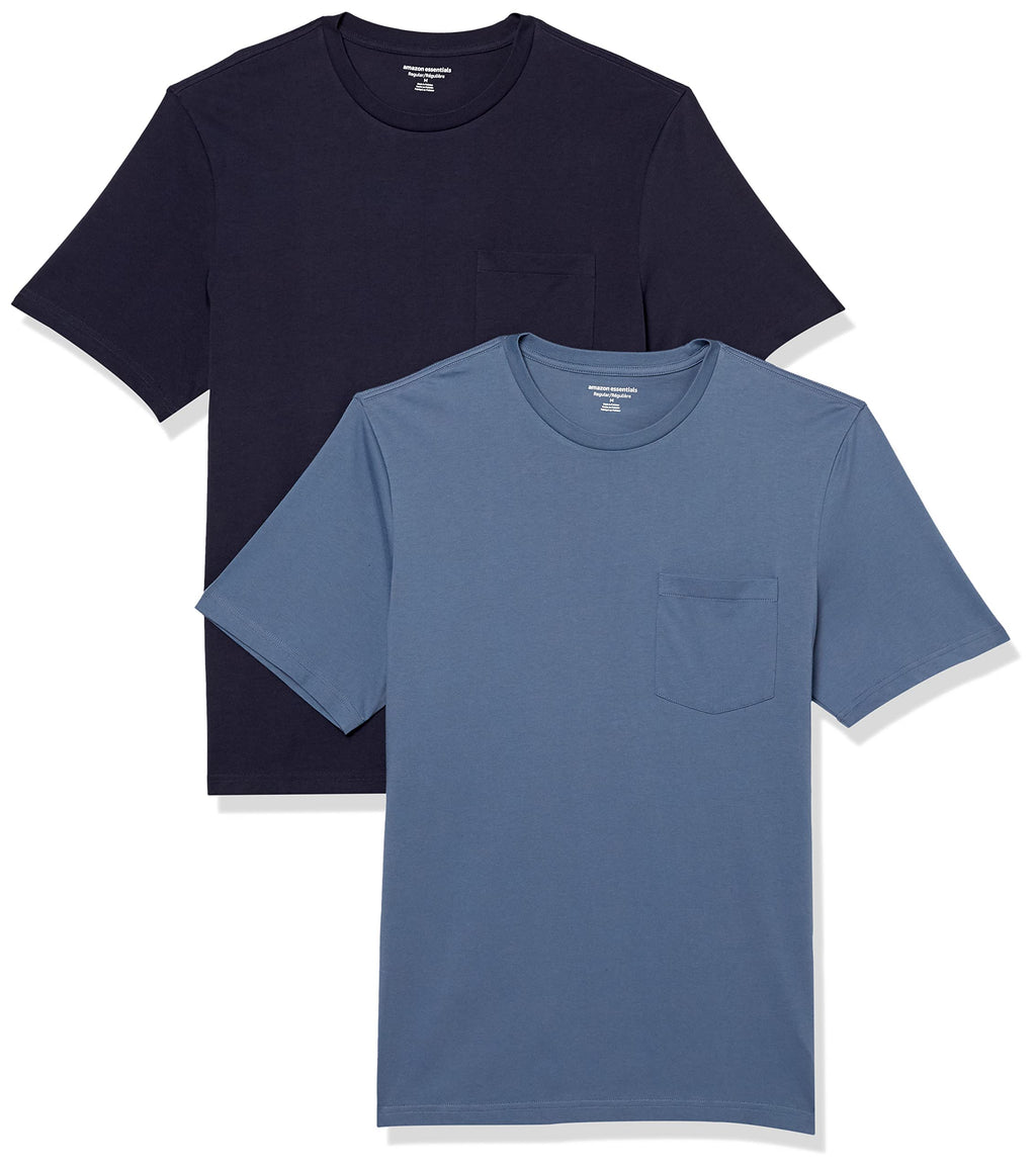 Amazon Essentials Men's Short-Sleeve Crewneck Pocket T-Shirts, Pack of 2