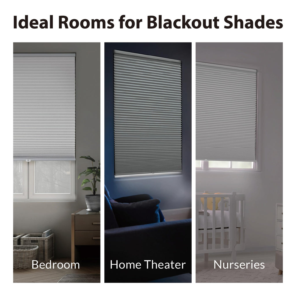 DEZ FURNISHINGS Cordless 1.5" Blackout Cellular Shade, Energy Saver, 18" W x 48" H, Anchor Gray
