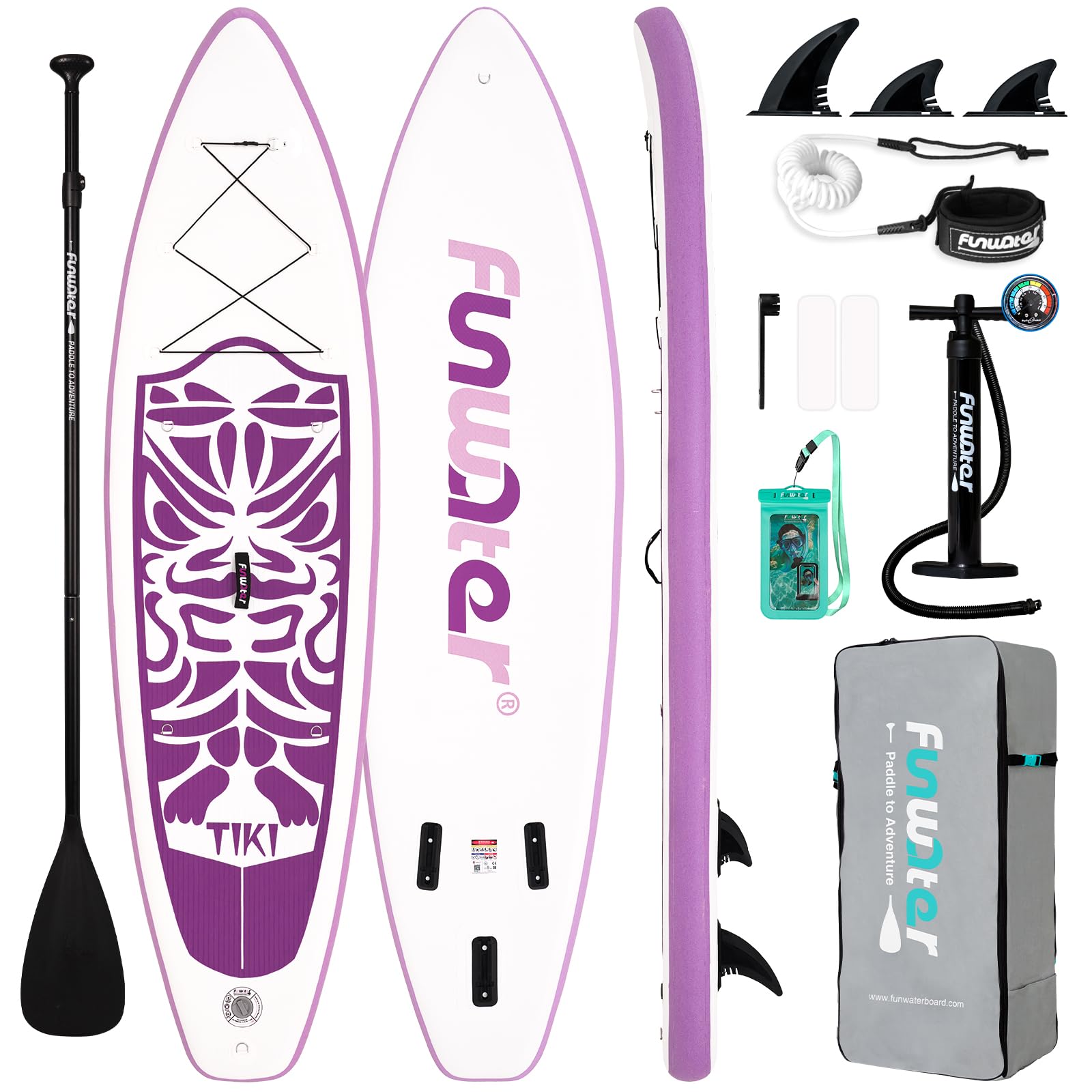 FunWater Inflatable Ultra-Light Stand Up Paddle Board for All Skill Levels with Premium SUP Paddleboard Accessories,Non-Slip Comfort Deck for Youth & Adults