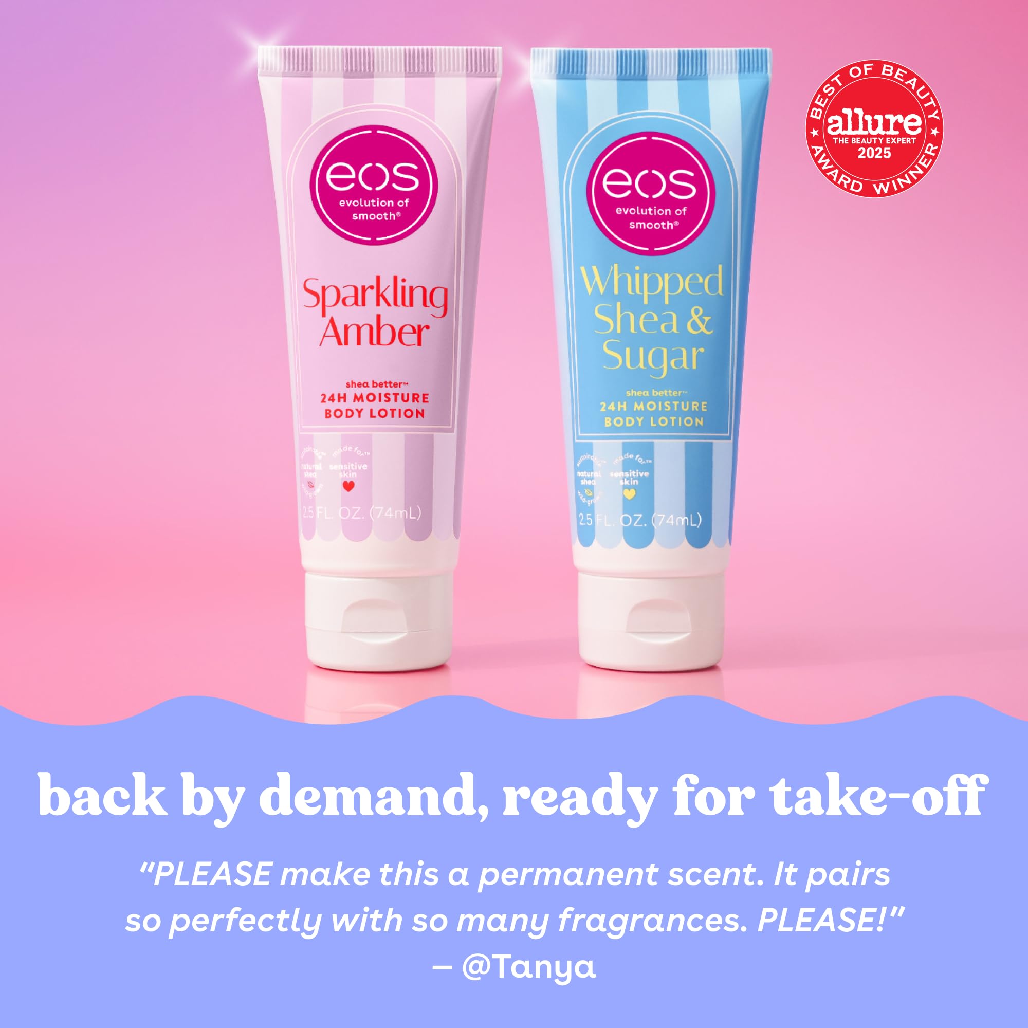 eos 24H Moisture Travel Body Lotion- Fresh & Cozy, Travel Size Essential, Toiletries, Mini Body Lotion, 2.5 fl oz