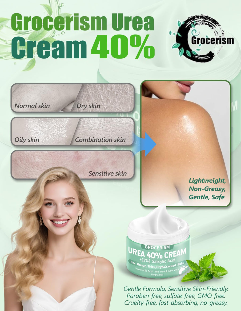 Urea Cream 20 Percent For Feet Plus 2% Salicylic Acid 150g || Foot Cream and Hand Cream Maximum Strength with Hyaluronic Acid, Tea Tree, and Aloe Vera for Deep Moisturizes