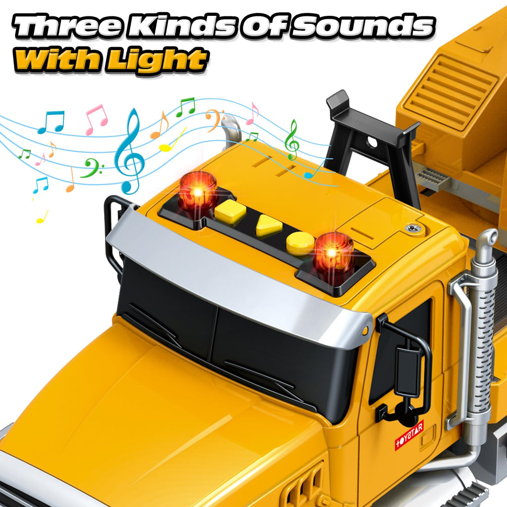 Bstoyder Kids Toys for 3 4 5 6 7 8 Years Old Boys, 15" Crane Truck Toy with Lights, Sounds, Toddler Friction Powered Truck Vehicle Toy for Boys Girls Birthday Gifts