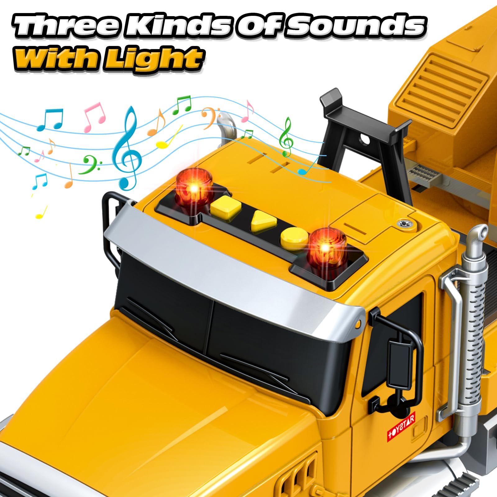Bstoyder Kids Toys for 3 4 5 6 7 8 Years Old Boys, 15" Crane Truck Toy with Lights, Sounds, Toddler Friction Powered Truck Vehicle Toy for Boys Girls Birthday Gifts
