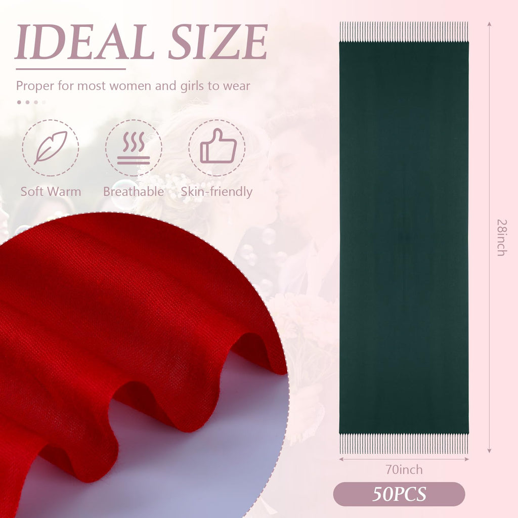 Ramede 50/100 Bulk Wedding Shawl Scarf for Women 79 x 28 Guests Shawl Wraps Gifts for Women Bridal Shawls with Thank Cards