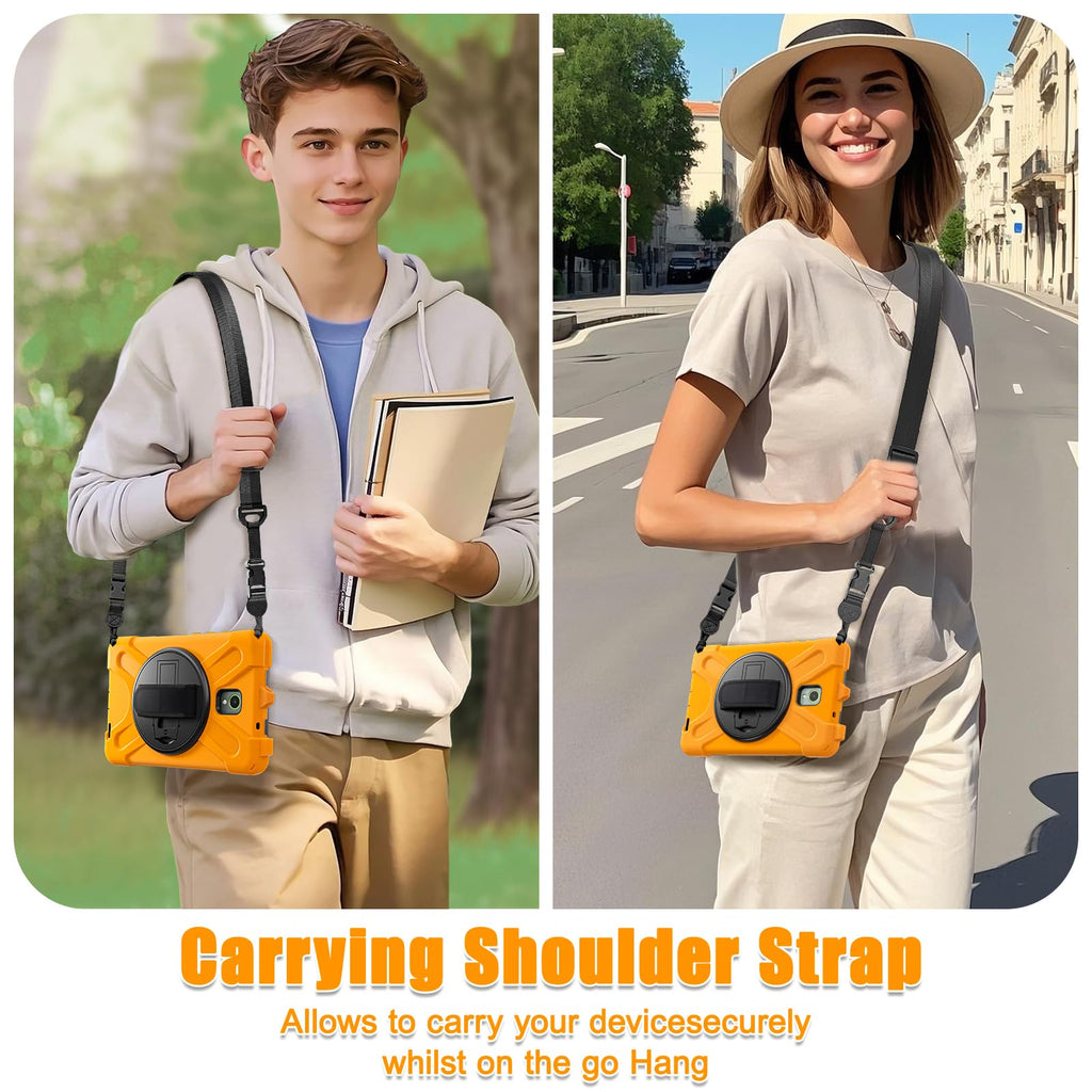 Samsung Galaxy Tab Active5/Active 3 8.0 Case, with 360 Stand, Handle Hand Strap & Shoulder Strap for Galaxy Tab Active5 8" 2024 X300/X307, Active3 8" 2020 T570/T575/T577 (Black)