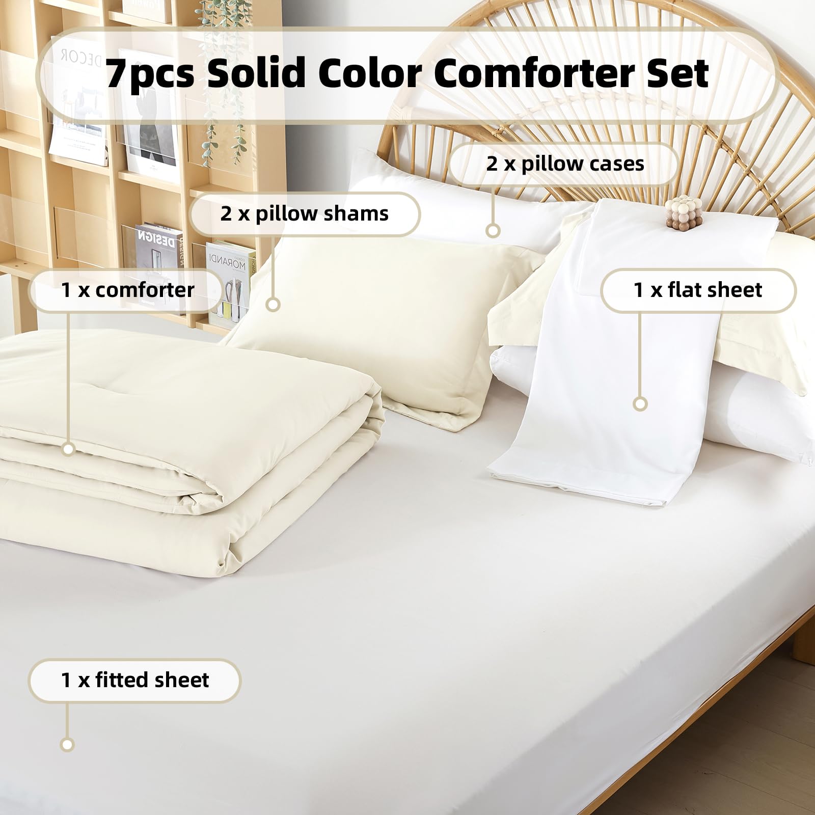 weigelia Twin Comforter Set 5 Pieces Beige Bed in A Bag Soft Queen Bedding Set Lightweight Comforter Set for Women and Men（Comforters, Flat & Fitted Sheets, Pillowcases & Shams）