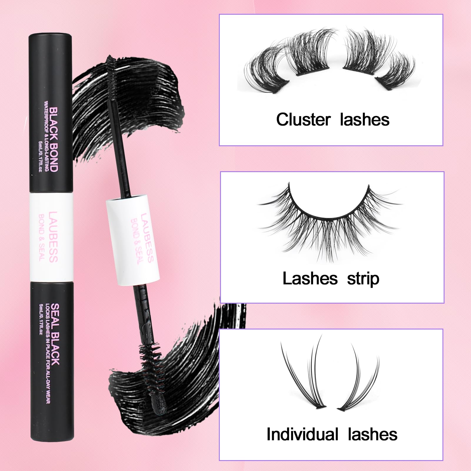 Lash Bond and Seal Mascara for Long Lasting Waterproof Eyelash Extensions - 5ml+5ml