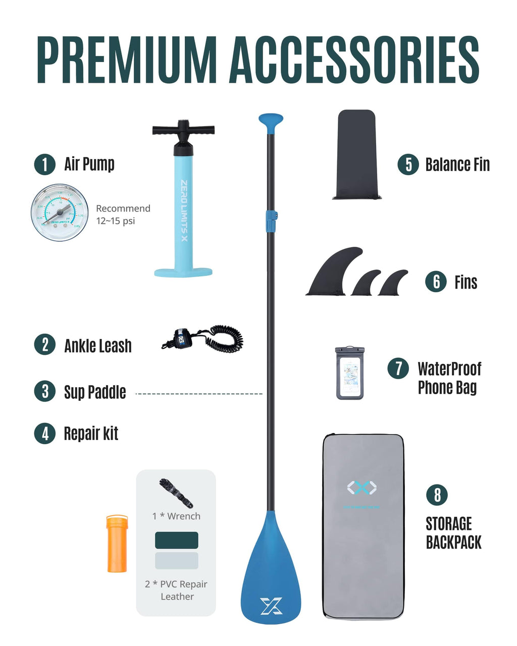 ZLX 11'6"x35" Ultra Wide Inflatable Stand Up Paddle Board | Stable Non-Slip Deck Pad, Unique Fin System, Premium SUP Accessories & Backpack - Upgraded Pump for Adults, All Skill Levels