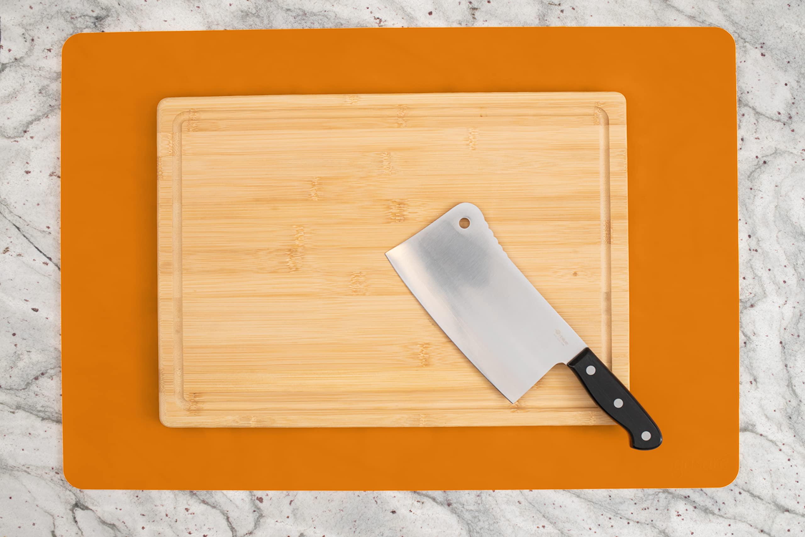GASARE, Set of 2, Extra Large, Thick, Silicone Mats for Kitchen Counter, Heat Resistant Mats, Countertop Protector, Non-Slip, Easy to Clean, 25 x 17 Inches x 1.4mm, Black