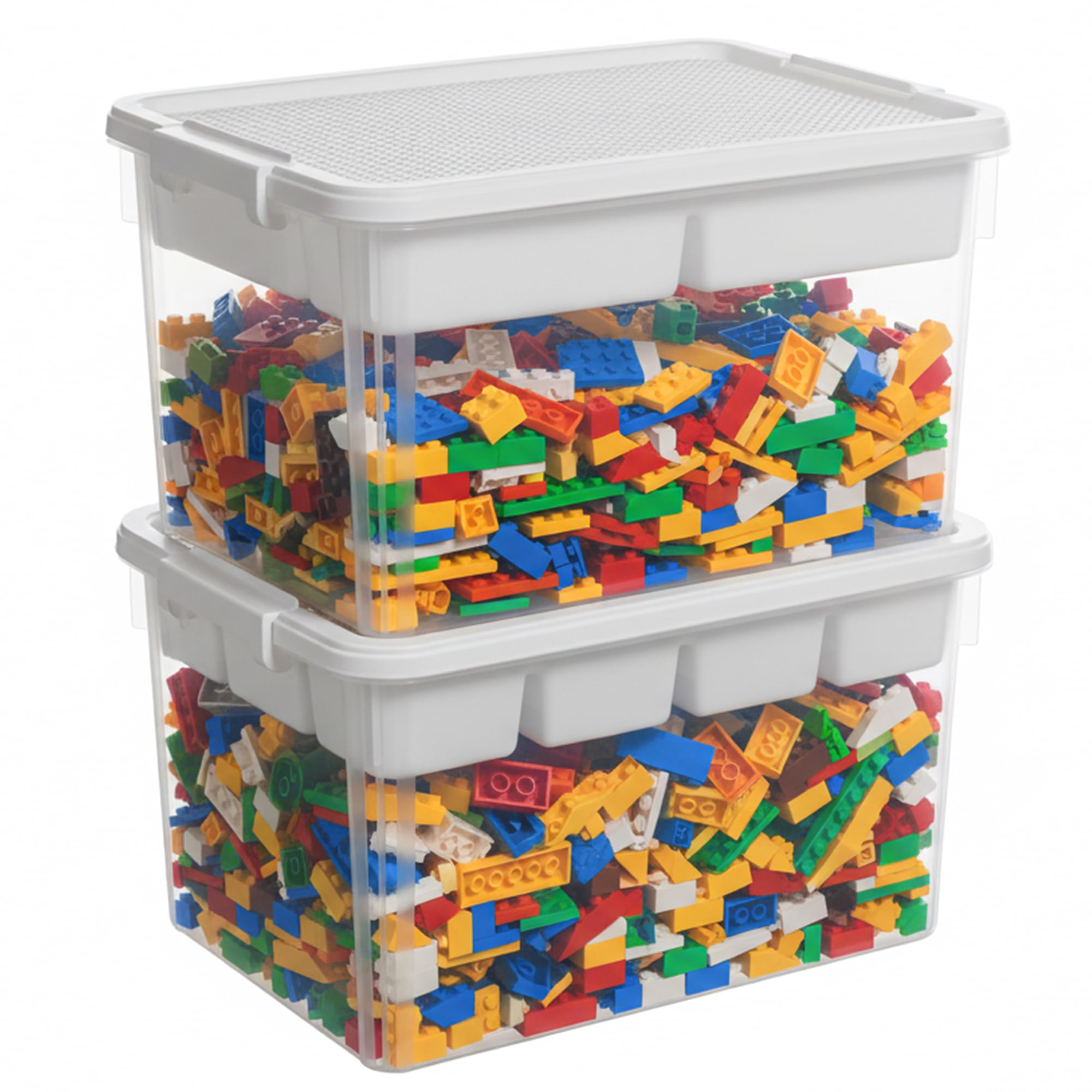 Citylife 17 QT Plastic Storage Box with Building Baseplate Lid and Removable Tray Craft Organizers and Storage Clear Storage Container for Organizing Bead, Tool, Sewing
